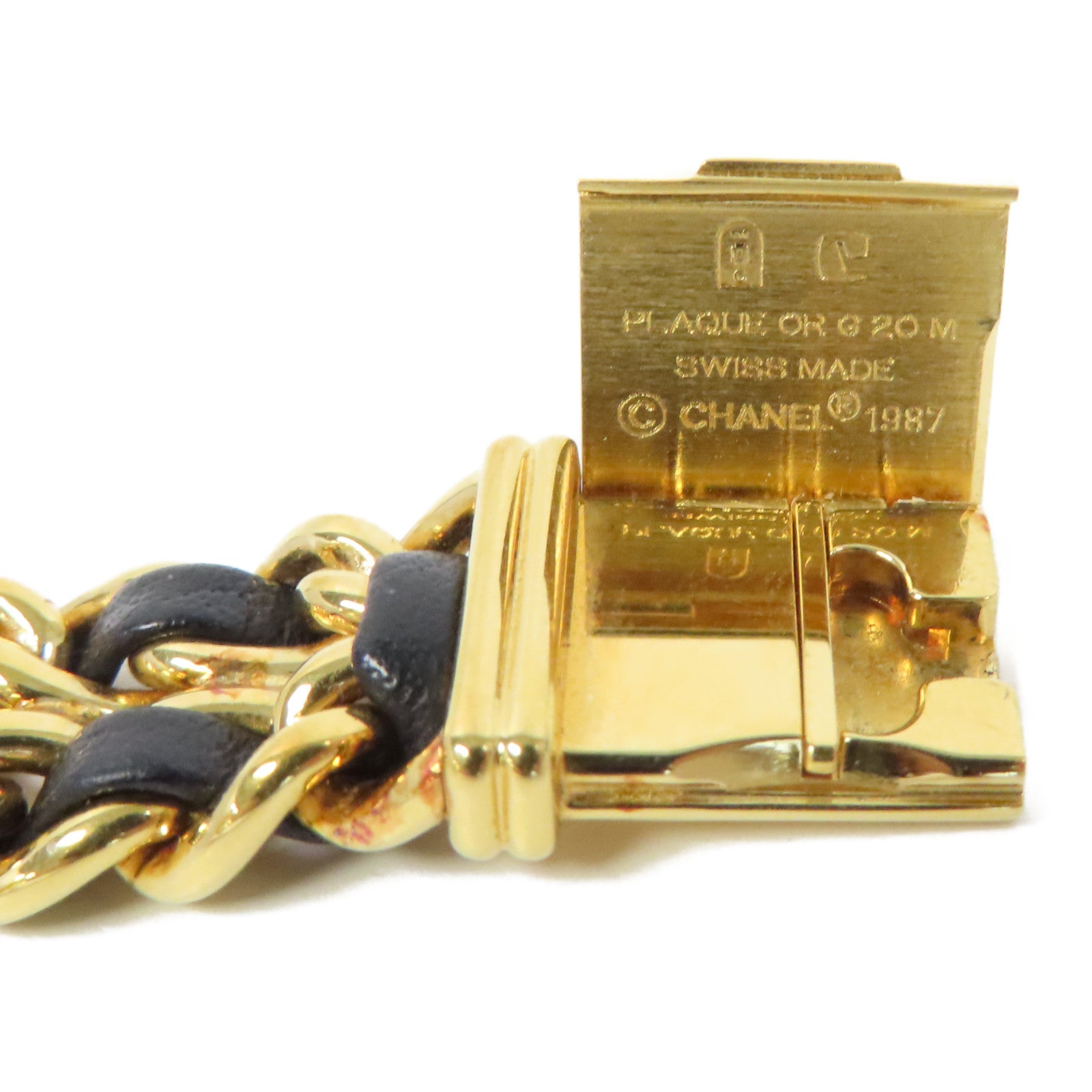 CHANEL Premiere M鍍金/皮革手錶石英機芯黑色
