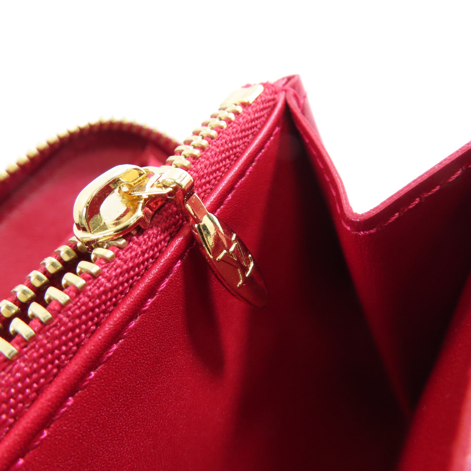LOUIS VUITTON Monogram Vernis Zippy Long Wallet金扣拉鏈長錢包紅色