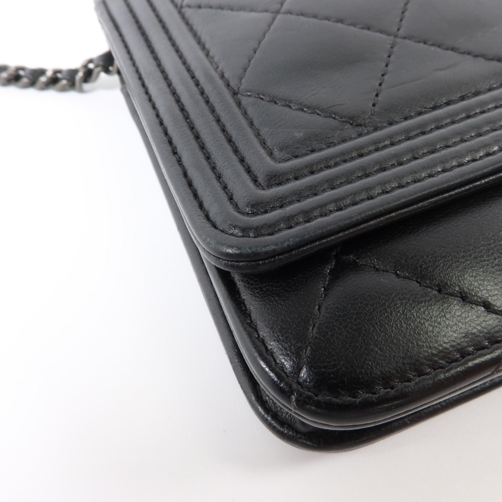 CHANEL 羊皮皮革Boy Chanel Wallet on Chain銀扣鏈帶肩背袋