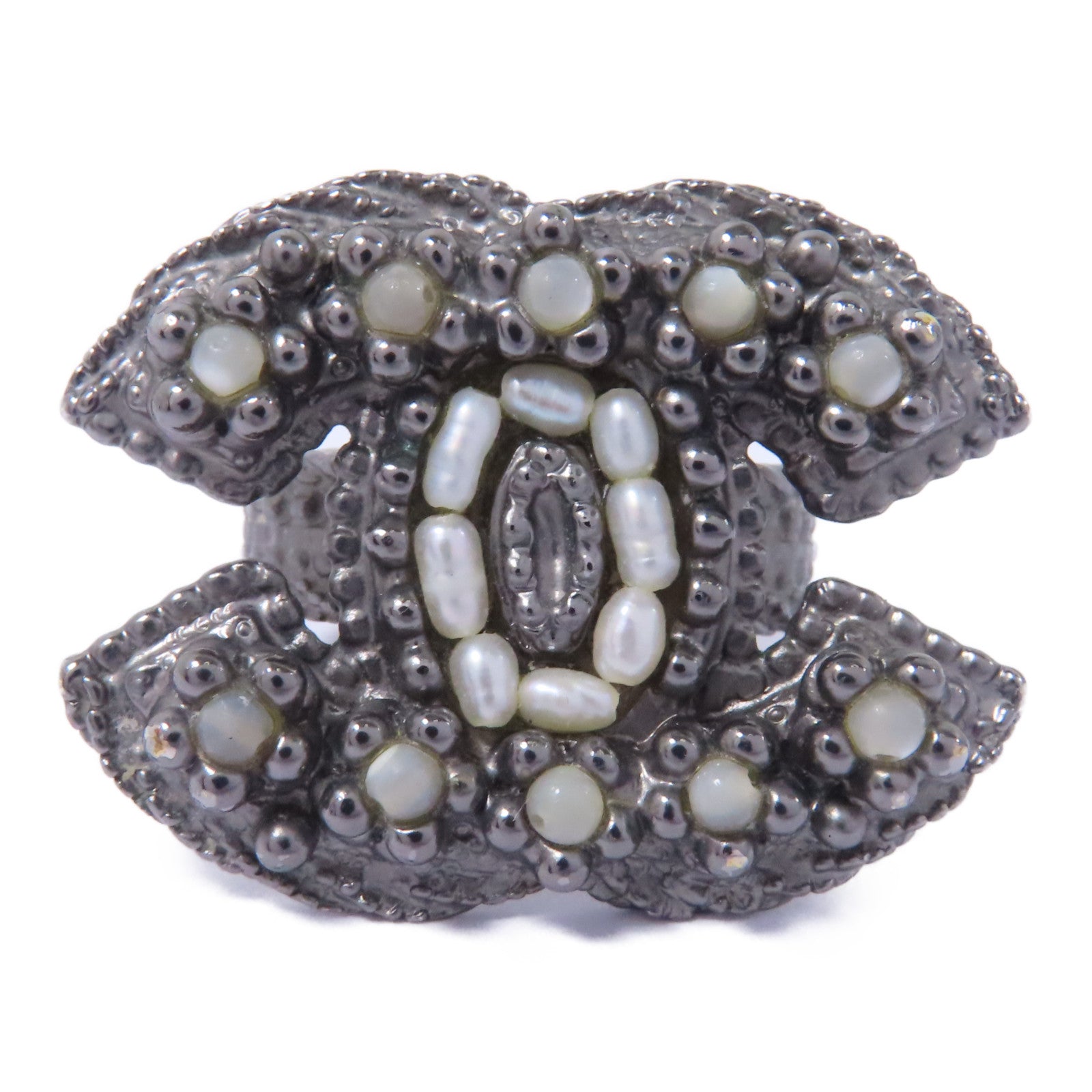 CHANEL 金屬Ring戒指US#6.5灰色