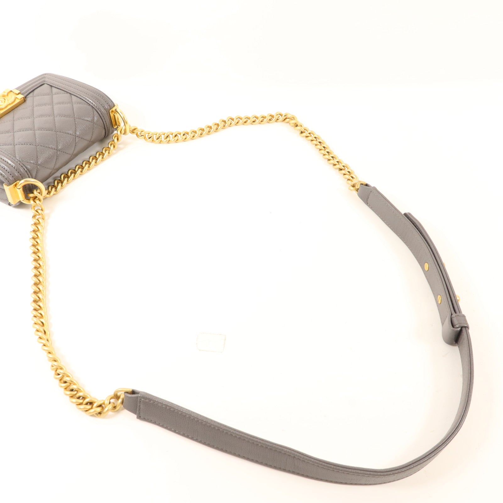 CHANEL 牛皮皮革Mini Boy金扣鏈帶肩背袋