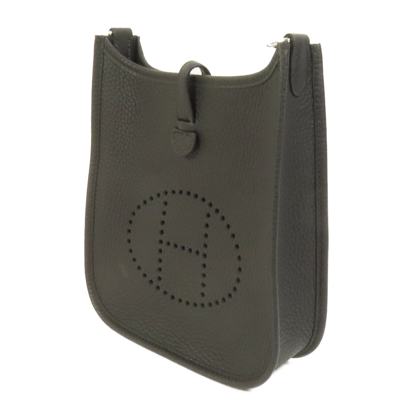 HERMES Clemence皮革Evelyne TPM銀扣肩背袋Noir