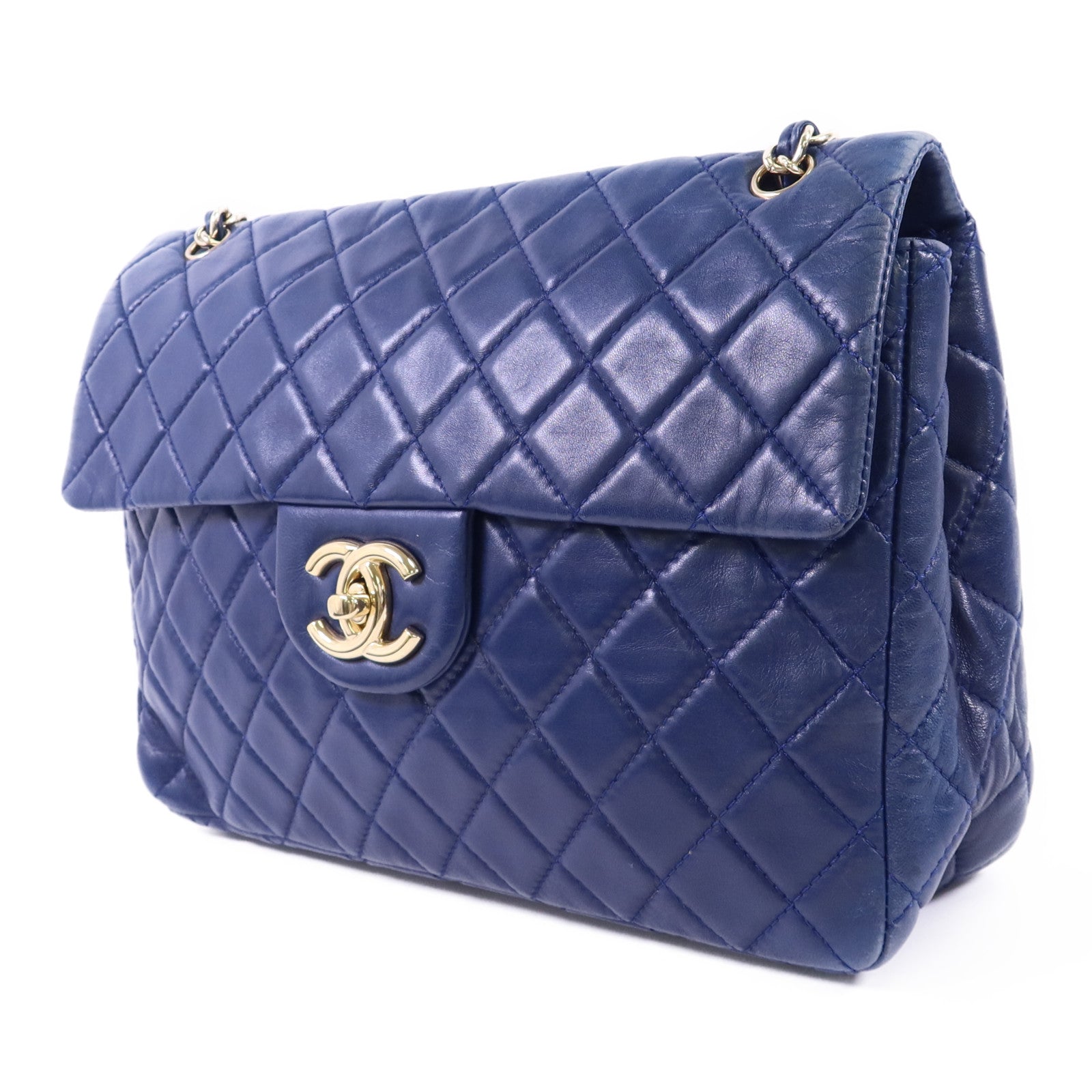 CHANEL 羊皮皮革Single Flap Bag金扣鏈帶手挽肩背兩用袋