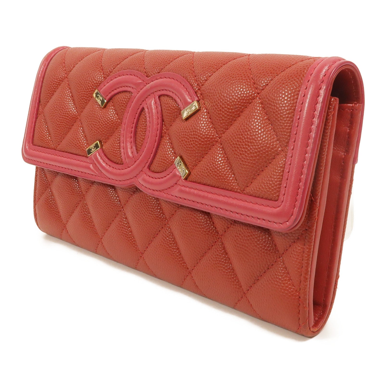 CHANEL 牛皮皮革CC Filigree Flap Wallet長錢包