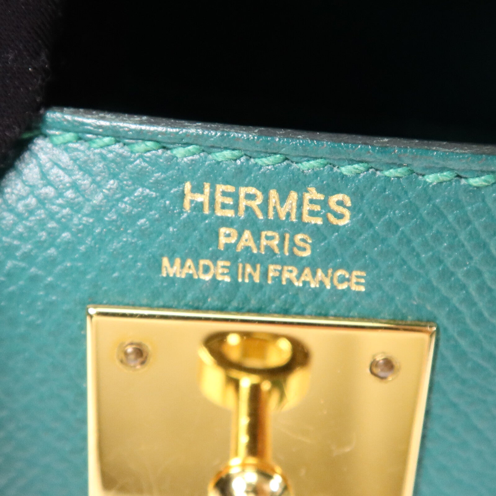 HERMES Epsom皮革Kelly 28金扣手挽肩背兩用袋Malachite