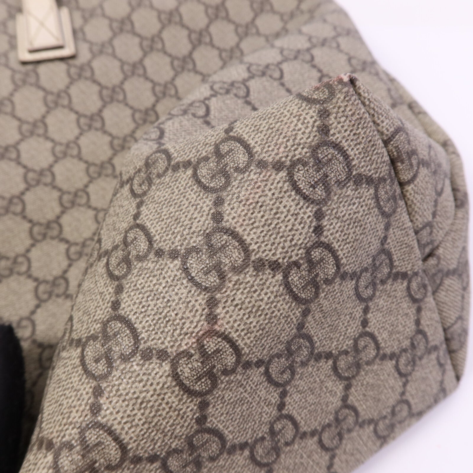 GUCCI 塗層帆布/牛皮皮革Tote Bag銀扣手挽袋