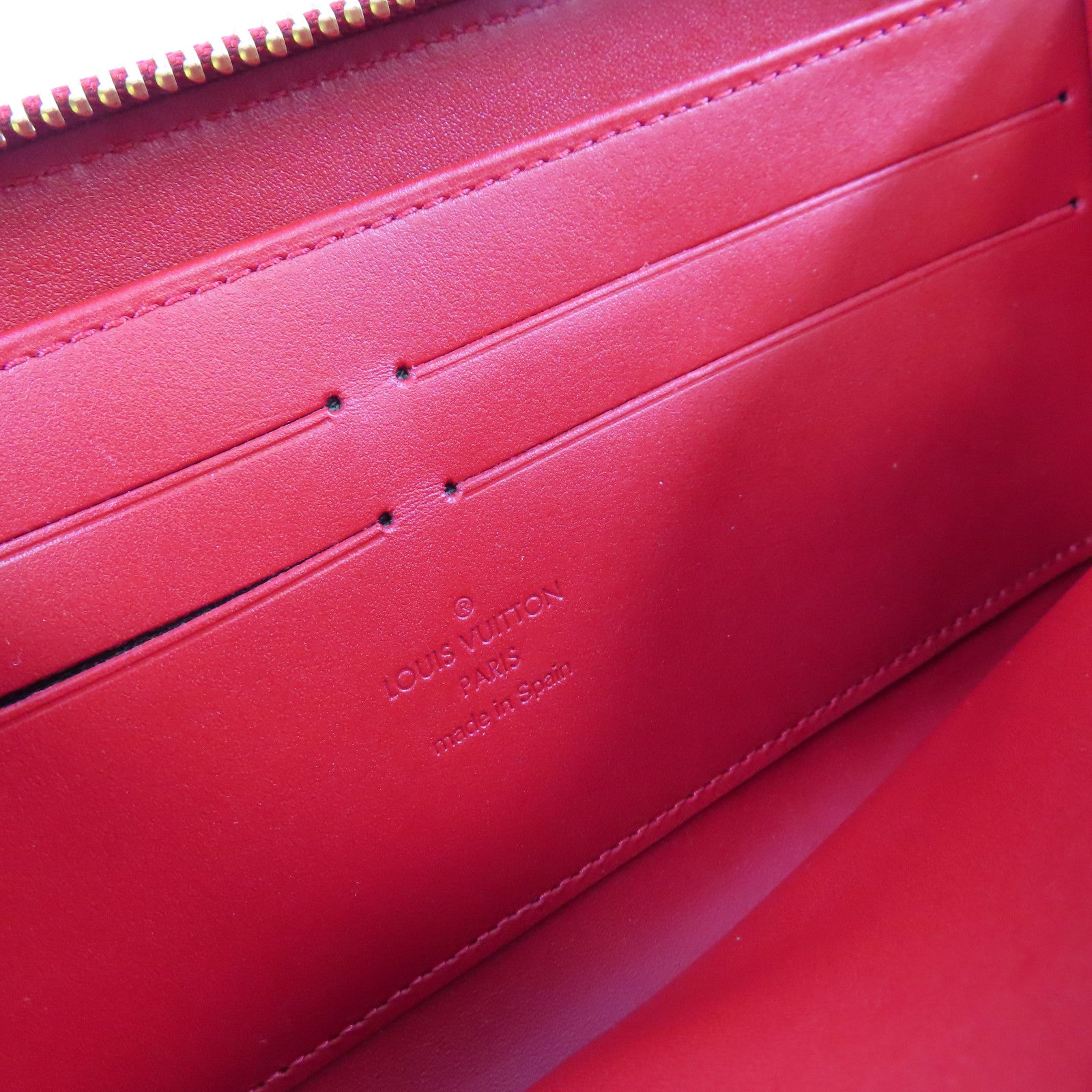 LOUIS VUITTON Monogram Vernis Zippy Long Wallet金扣拉鏈長錢包紅色