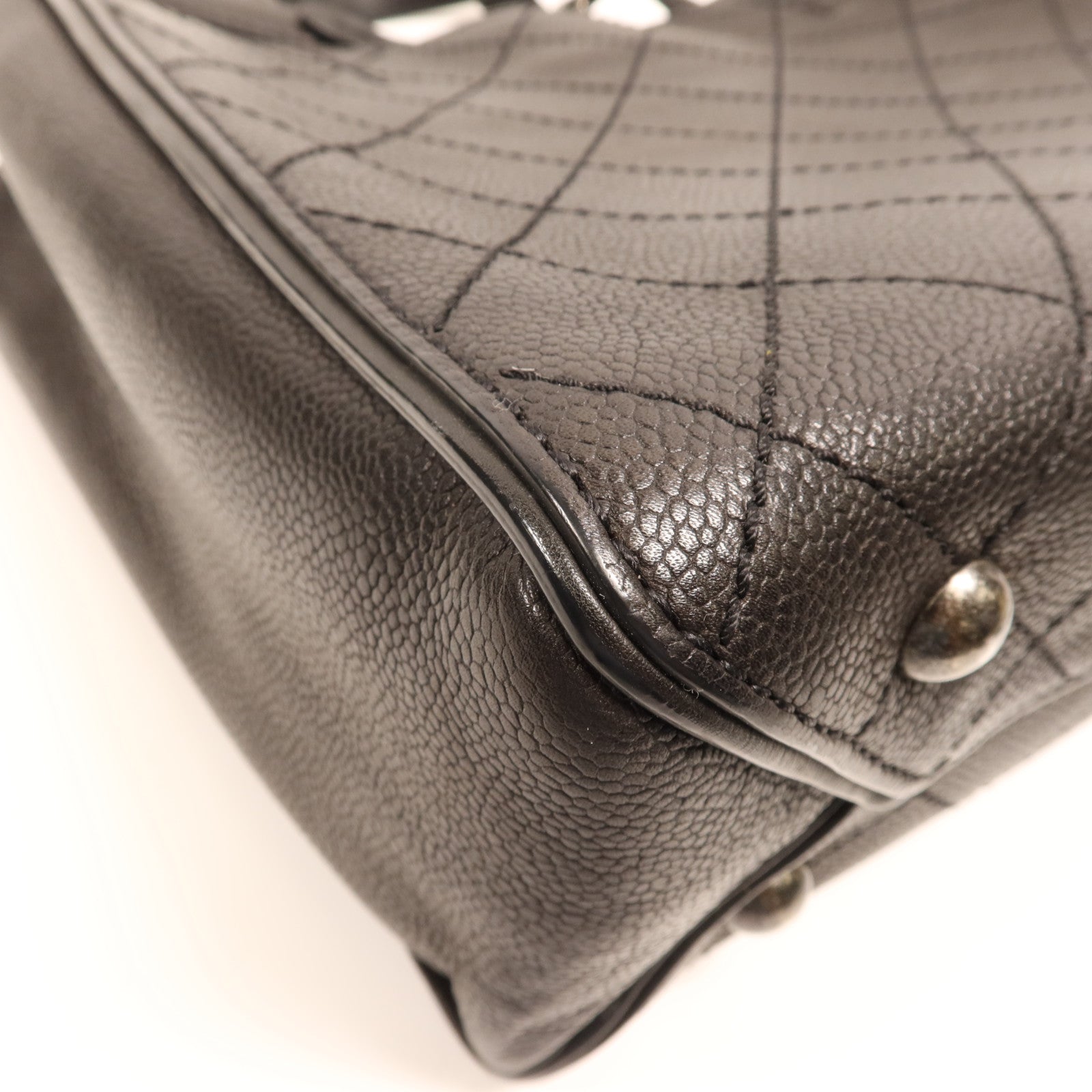 CHANEL 牛皮皮革2 Way Shoulder Bag銀扣鏈帶手挽肩背兩用袋