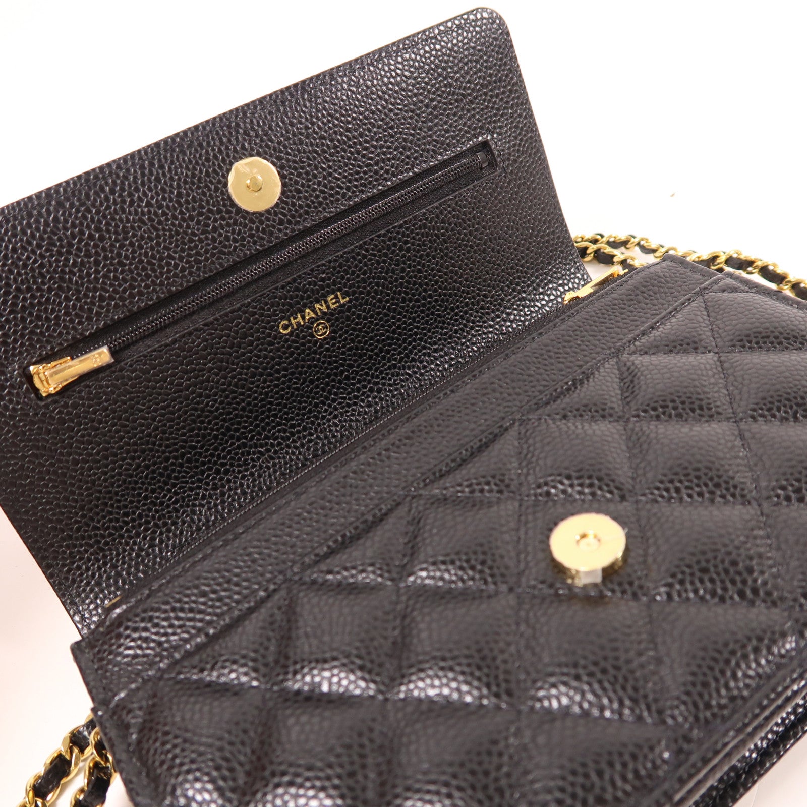 CHANEL 牛皮皮革WOC Wallet On Chain金扣鏈帶肩背袋