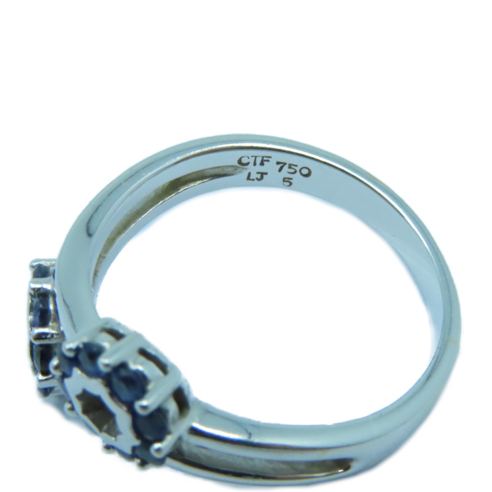 JEWELRY 【激減優惠】18K白金Sapphire Ring藍寶石戒指銀色/藍色US#6