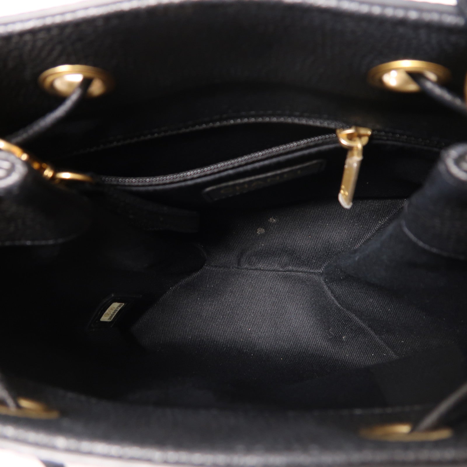 CHANEL 牛皮皮革Bucket Bag金扣手挽肩背兩用袋