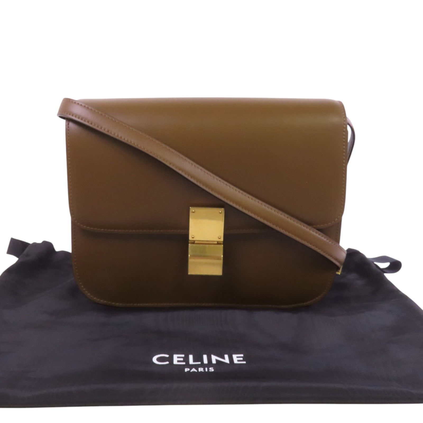 CELINE 【激減優惠】牛皮皮革Classic Box金扣肩背袋