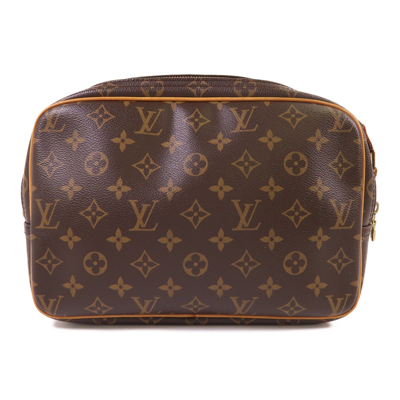 LOUIS VUITTON Monogram Reporter PM金扣肩背袋棕色