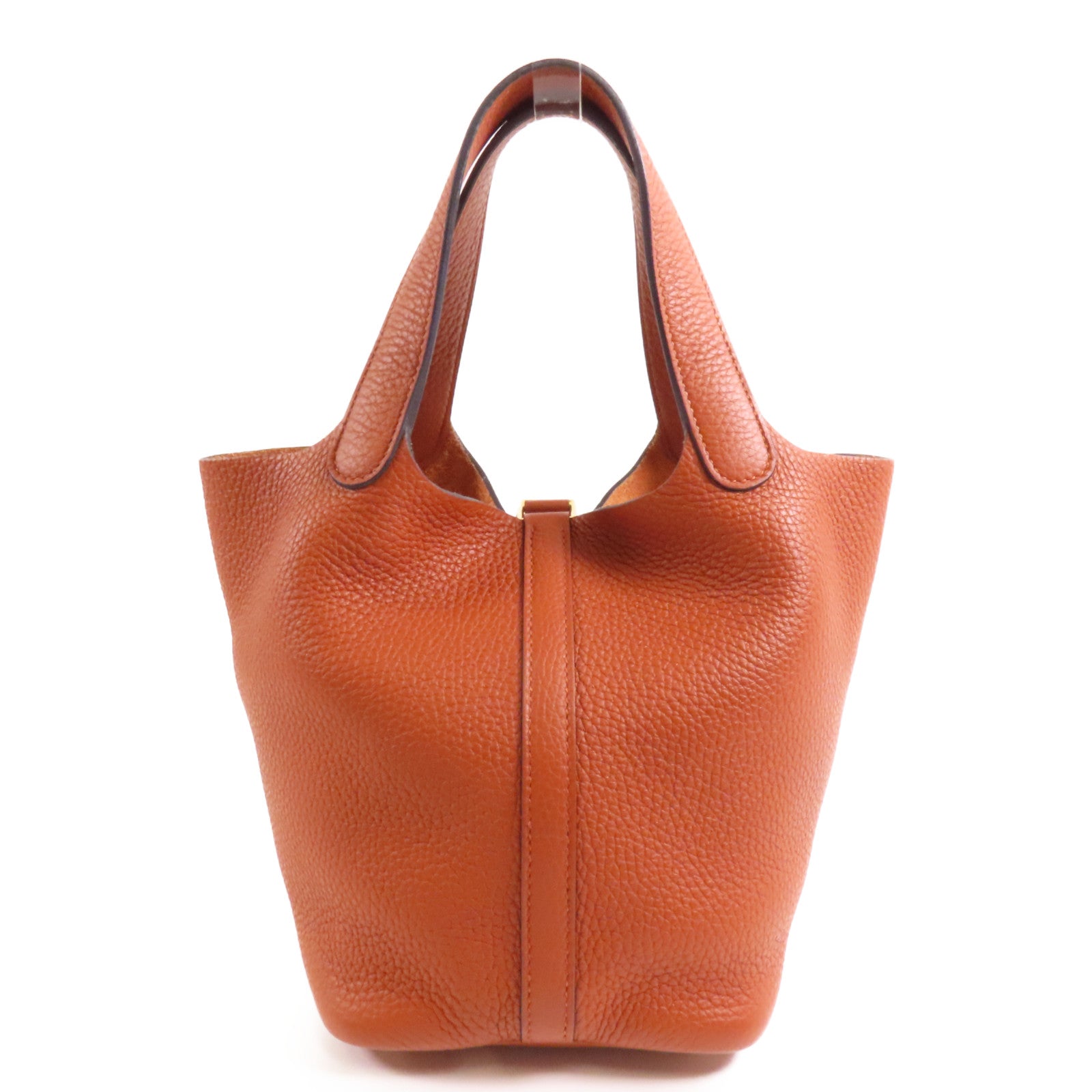 HERMES Clemence皮革Picotin PM金扣手挽袋Cuivre