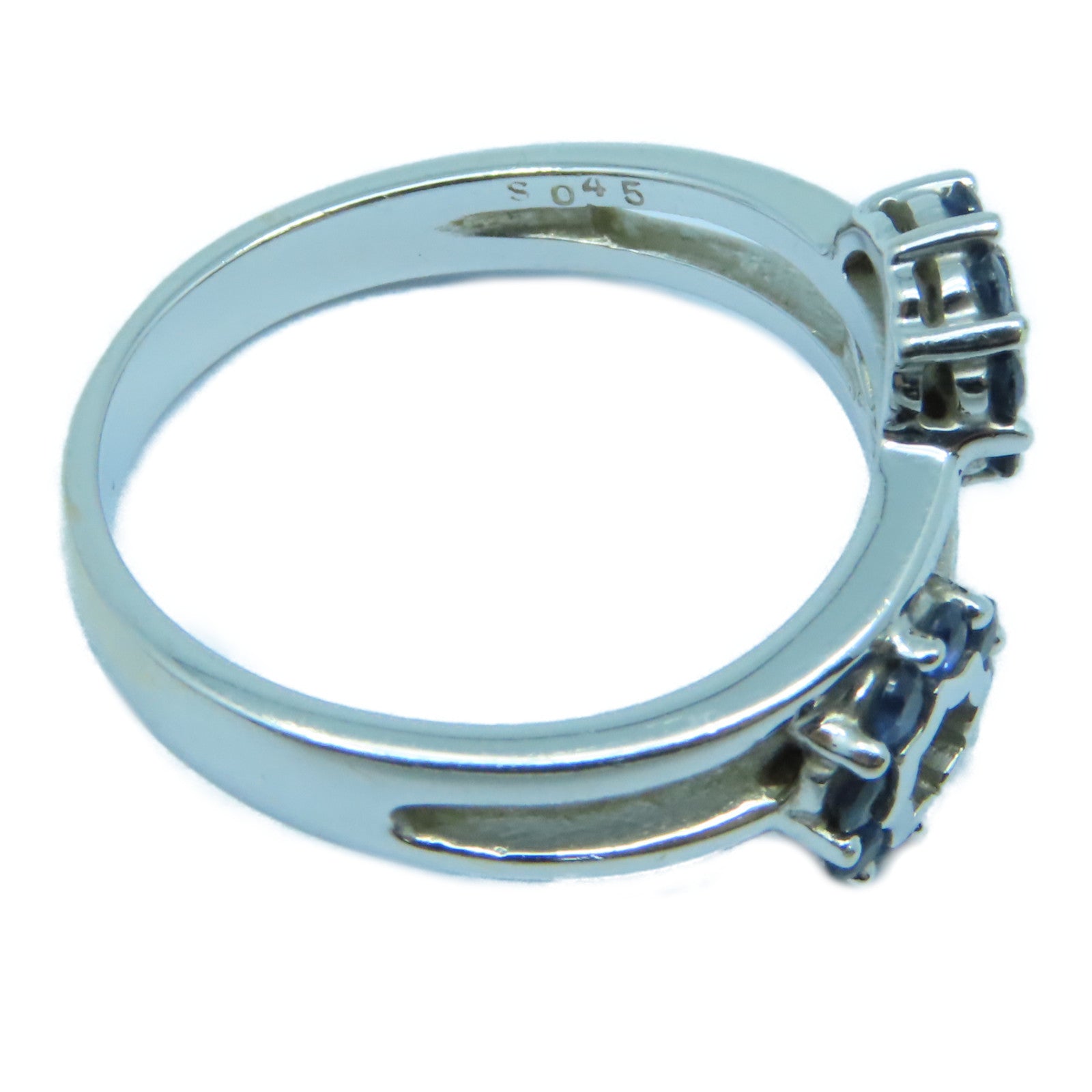 JEWELRY 【激減優惠】18K白金Sapphire Ring藍寶石戒指銀色/藍色US#6