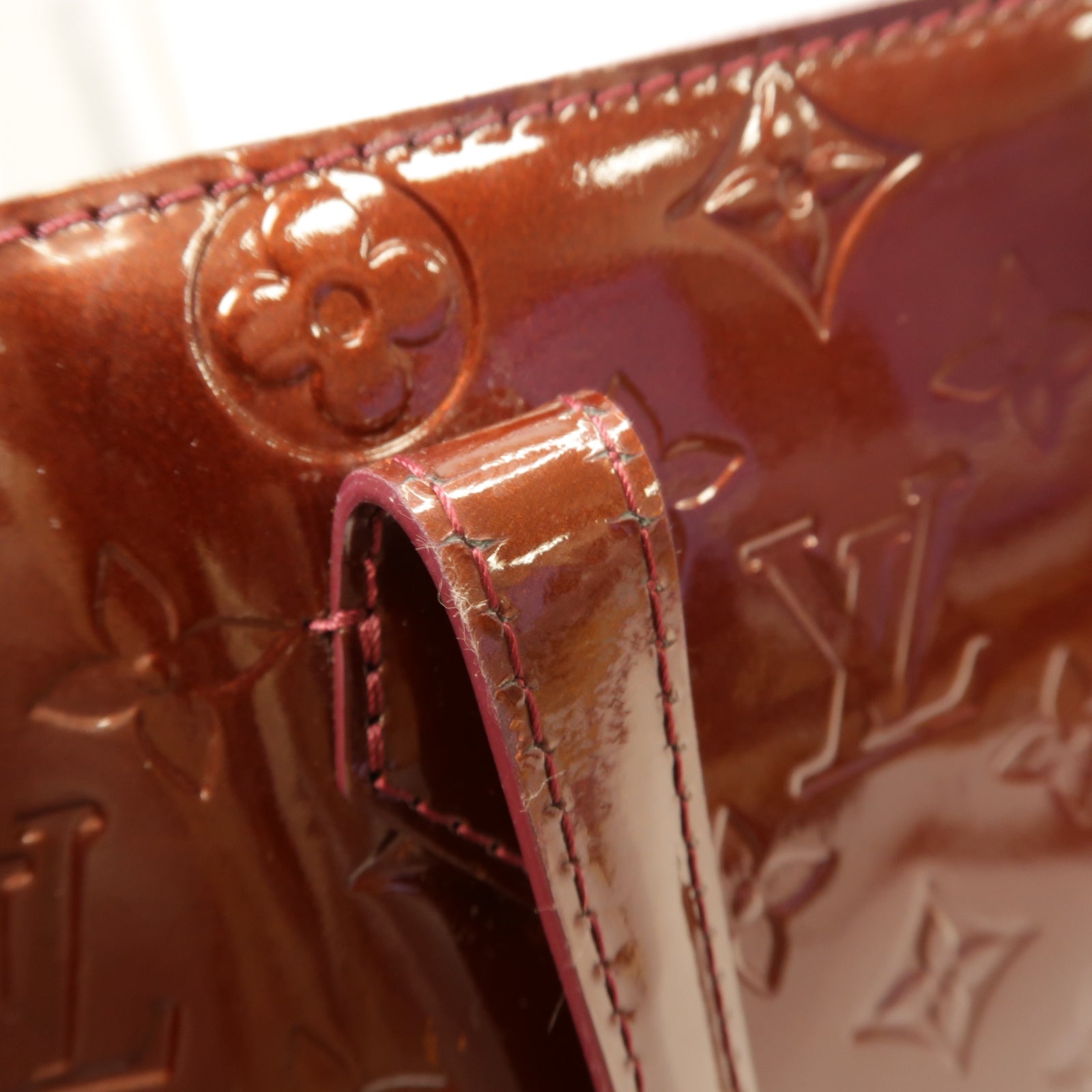 LOUIS VUITTON 【激減優惠】Monogram Vernis Vernis Wilshire GM金扣手挽袋酒紅色