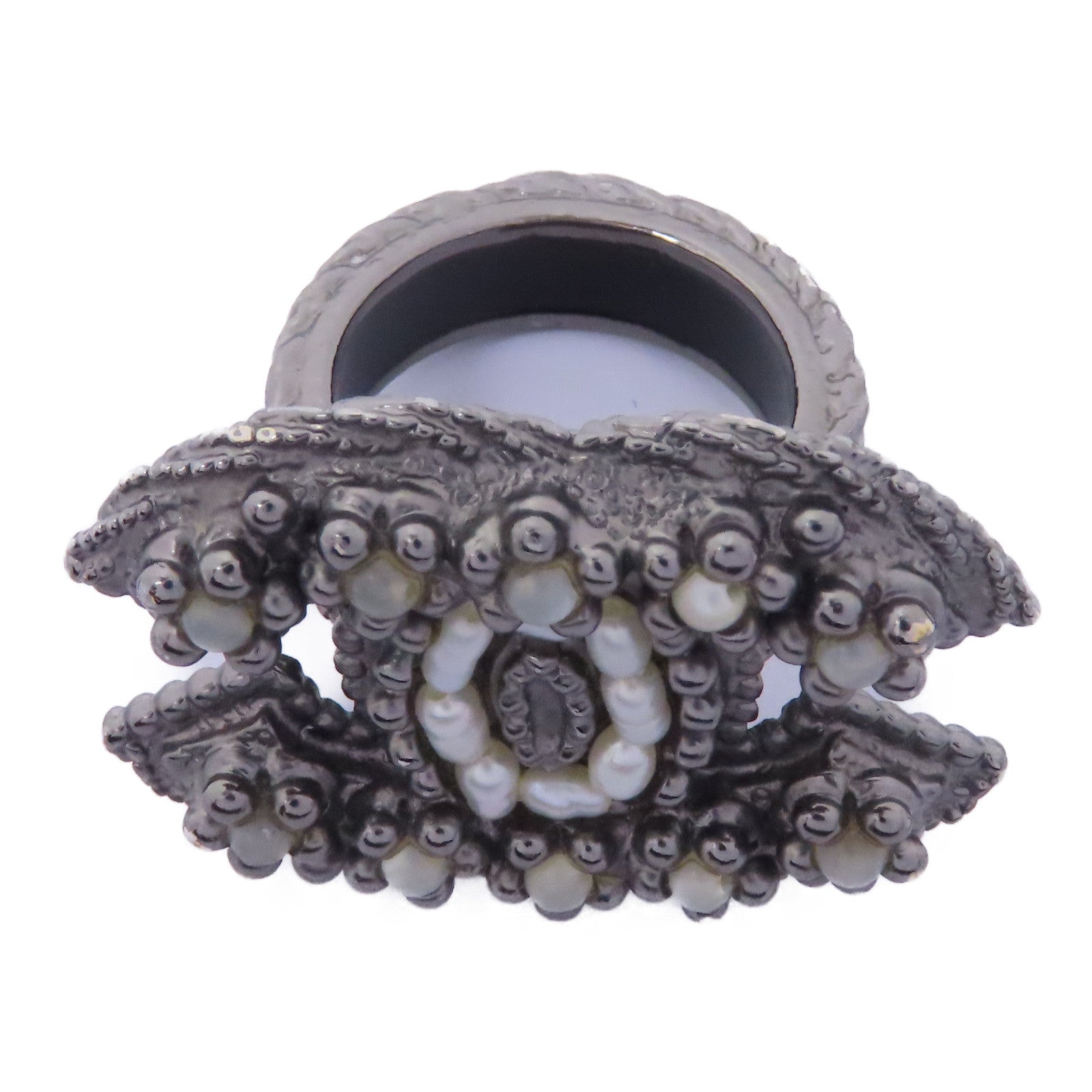CHANEL 金屬Ring戒指US#6.5灰色