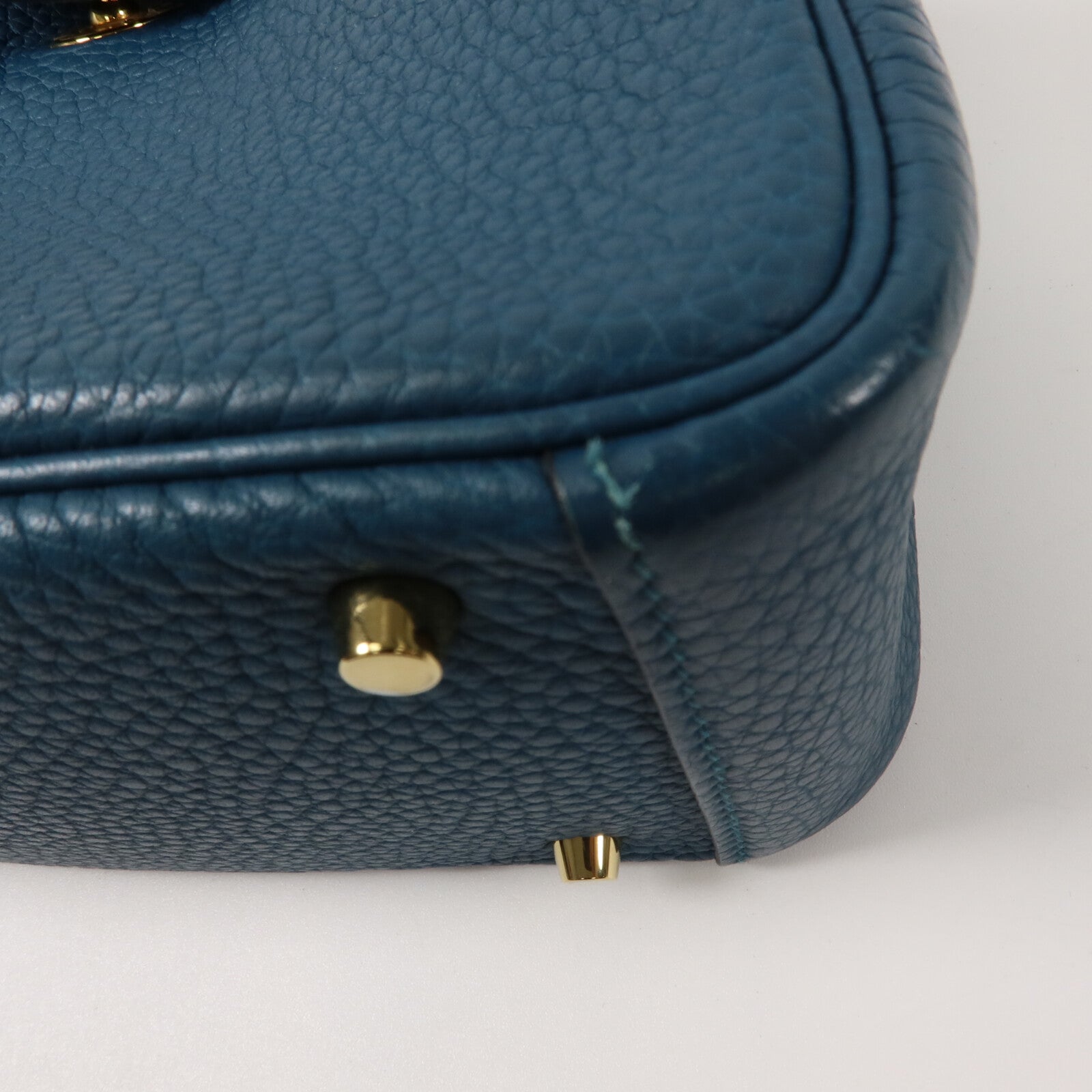 HERMES Clemence皮革Mini Lindy手挽肩背兩用袋Vert Bosphore