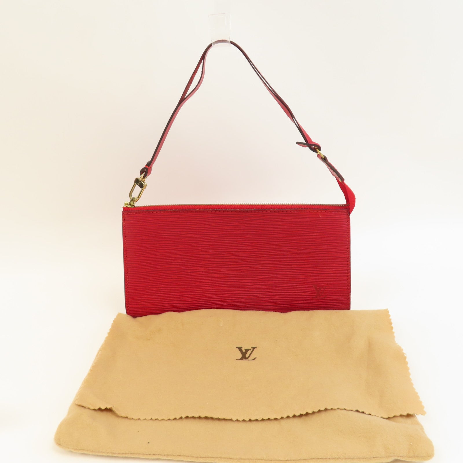 LOUIS VUITTON Epi Accessories Pouch金扣手挽袋紅色