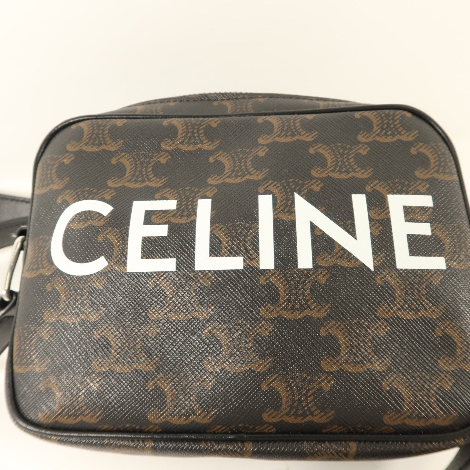 CELINE 塗層帆布Camera Bag銀扣肩背袋