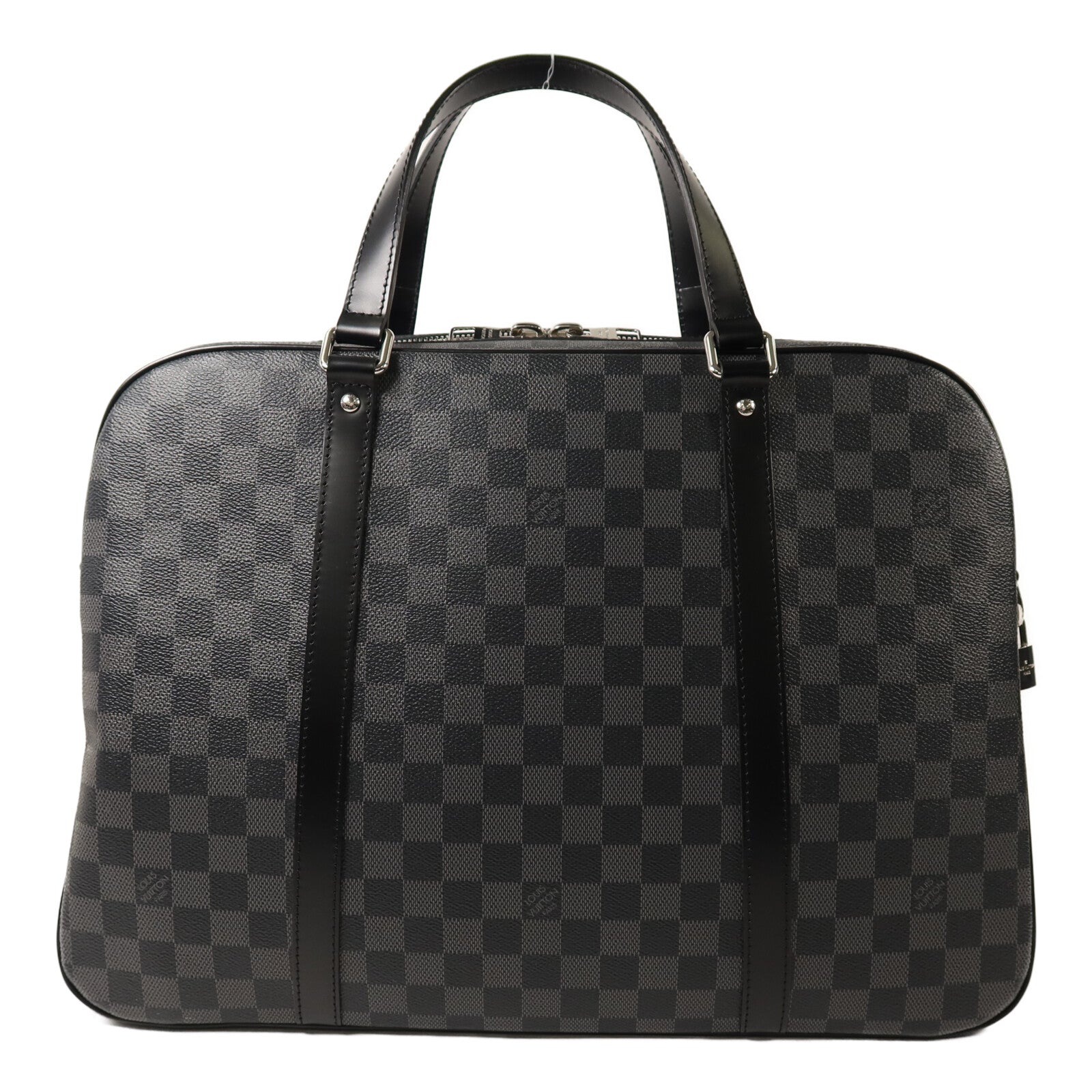 LOUIS VUITTON Damier Graphite Porto Cuman Voyage銀扣手挽肩背兩用袋
