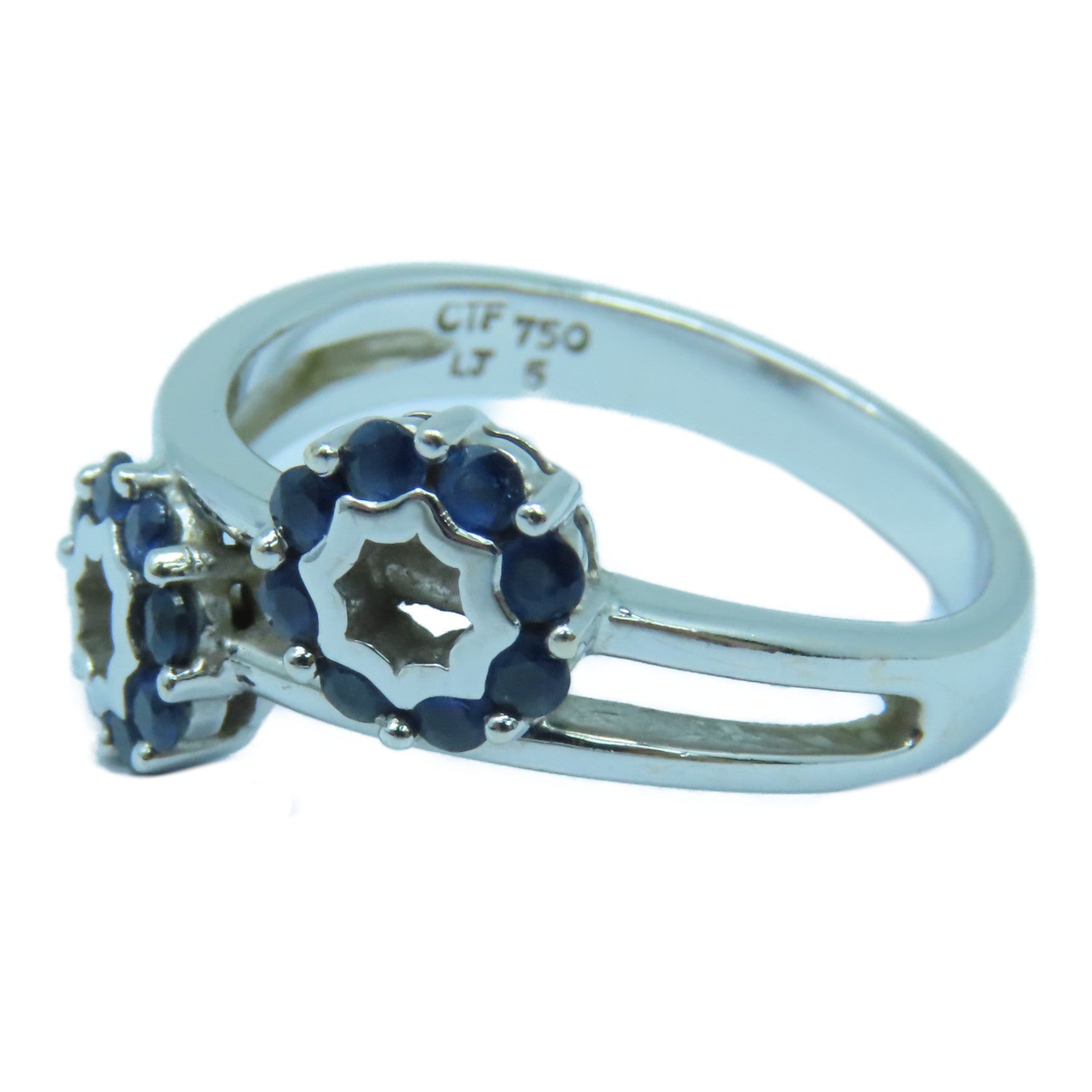JEWELRY 【激減優惠】18K白金Sapphire Ring藍寶石戒指銀色/藍色US#6