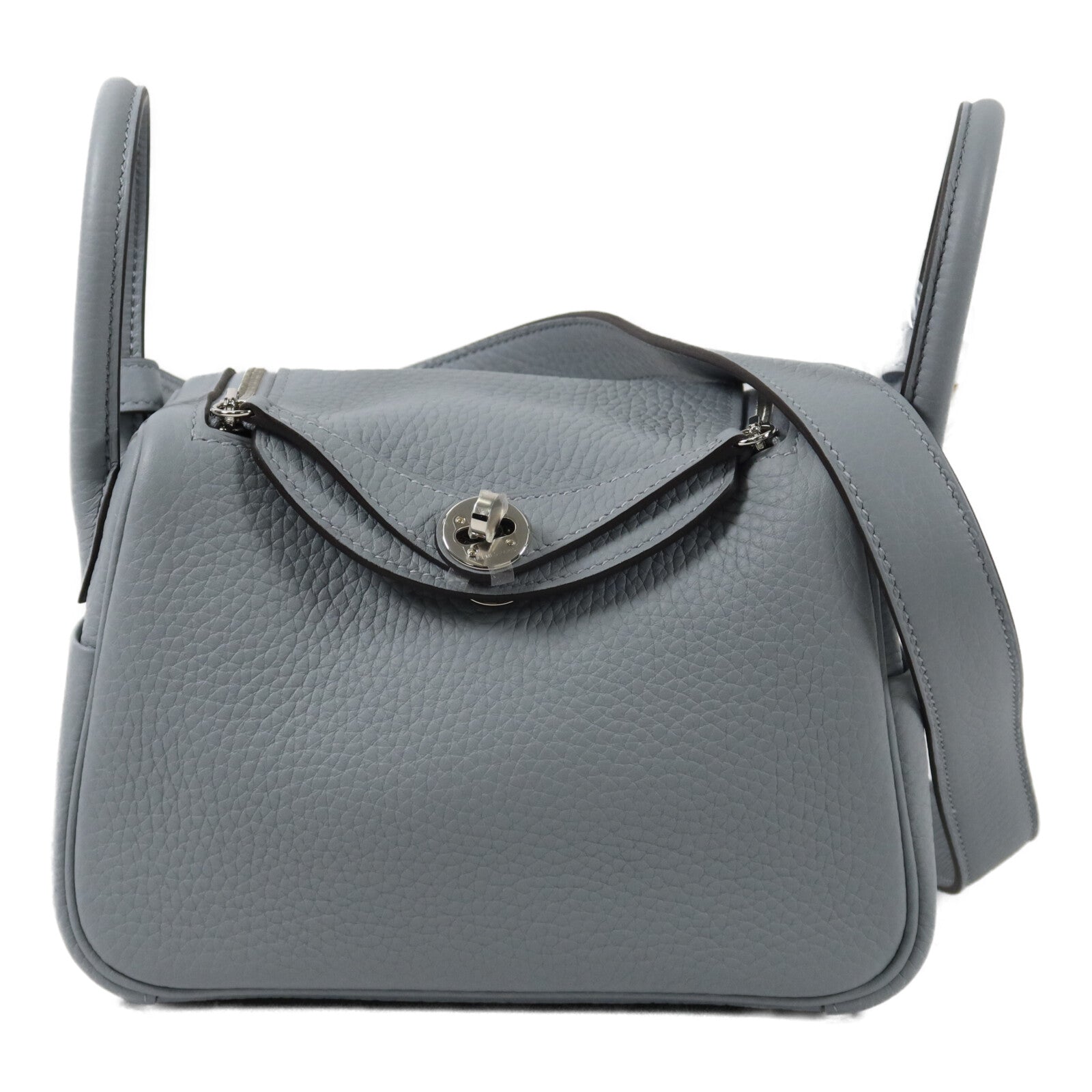 HERMES Clemence皮革Mini Lindy手挽肩背兩用袋Grey