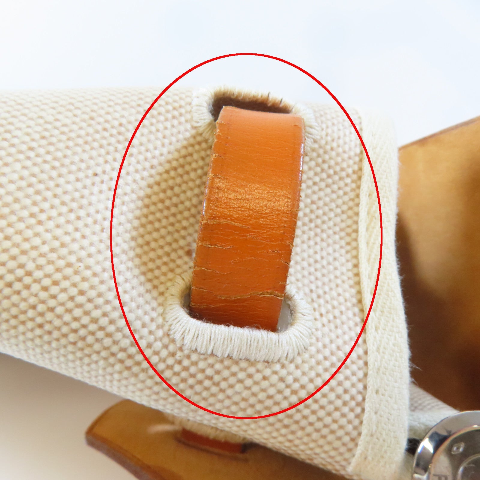HERMES 帆布Herbag GM銀扣手挽肩背兩用袋米色