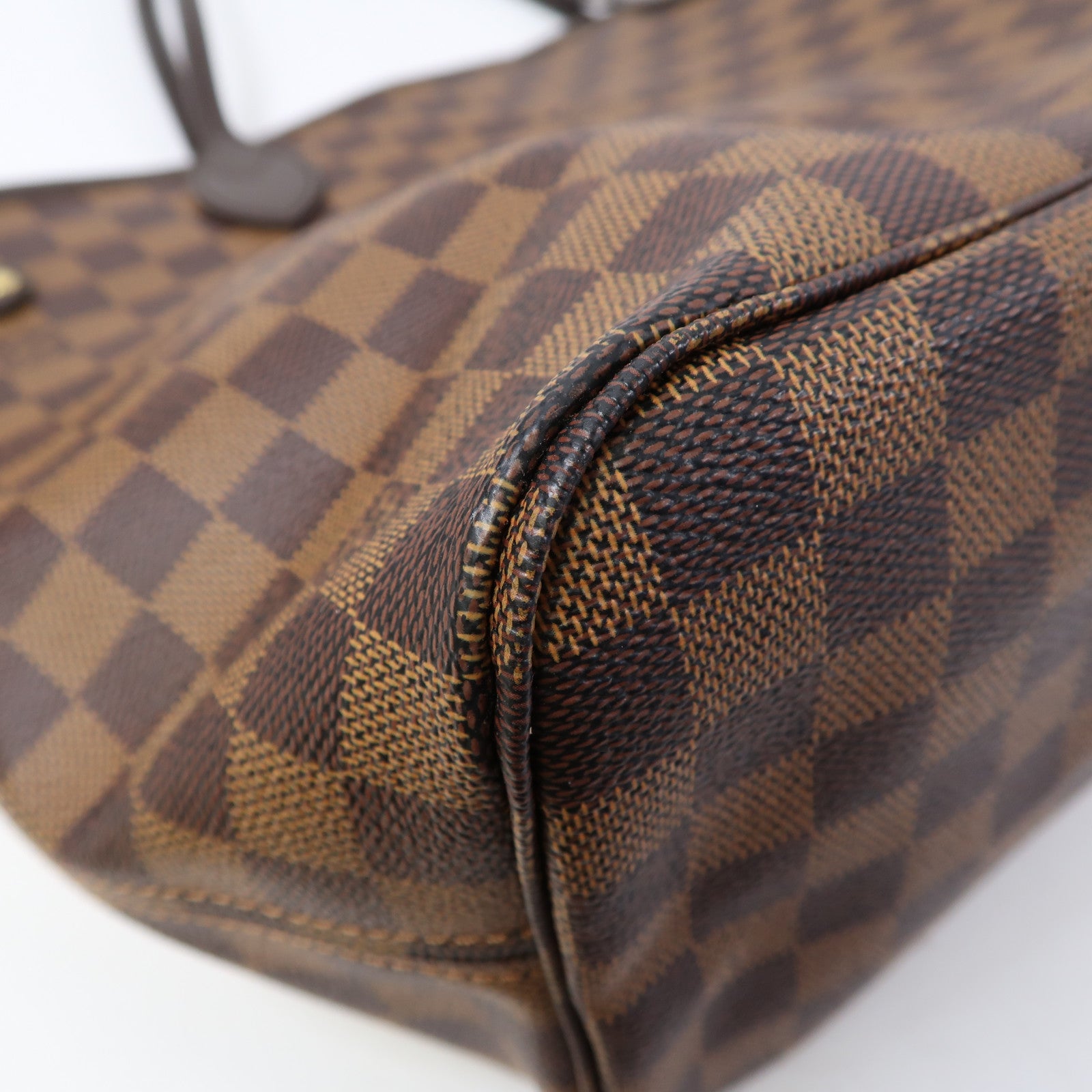 LOUIS VUITTON Damier Ebene Neverfull MM金扣肩背袋啡色