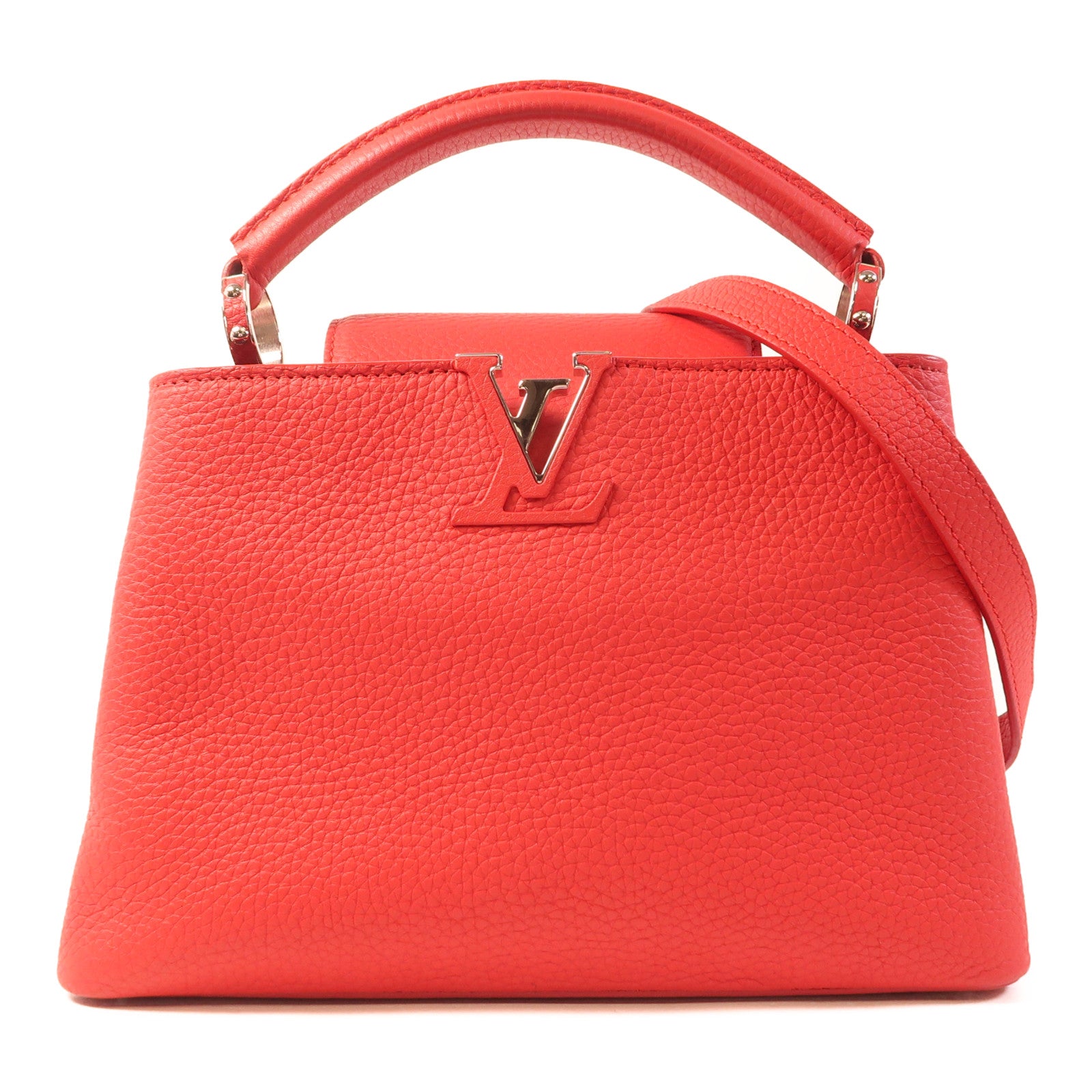 LOUIS VUITTON Taurillon Capucines BB銀扣手挽肩背兩用袋