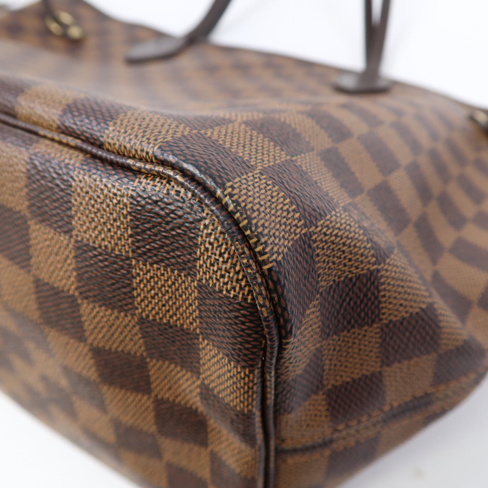 LOUIS VUITTON Damier Ebene Neverfull MM金扣肩背袋啡色