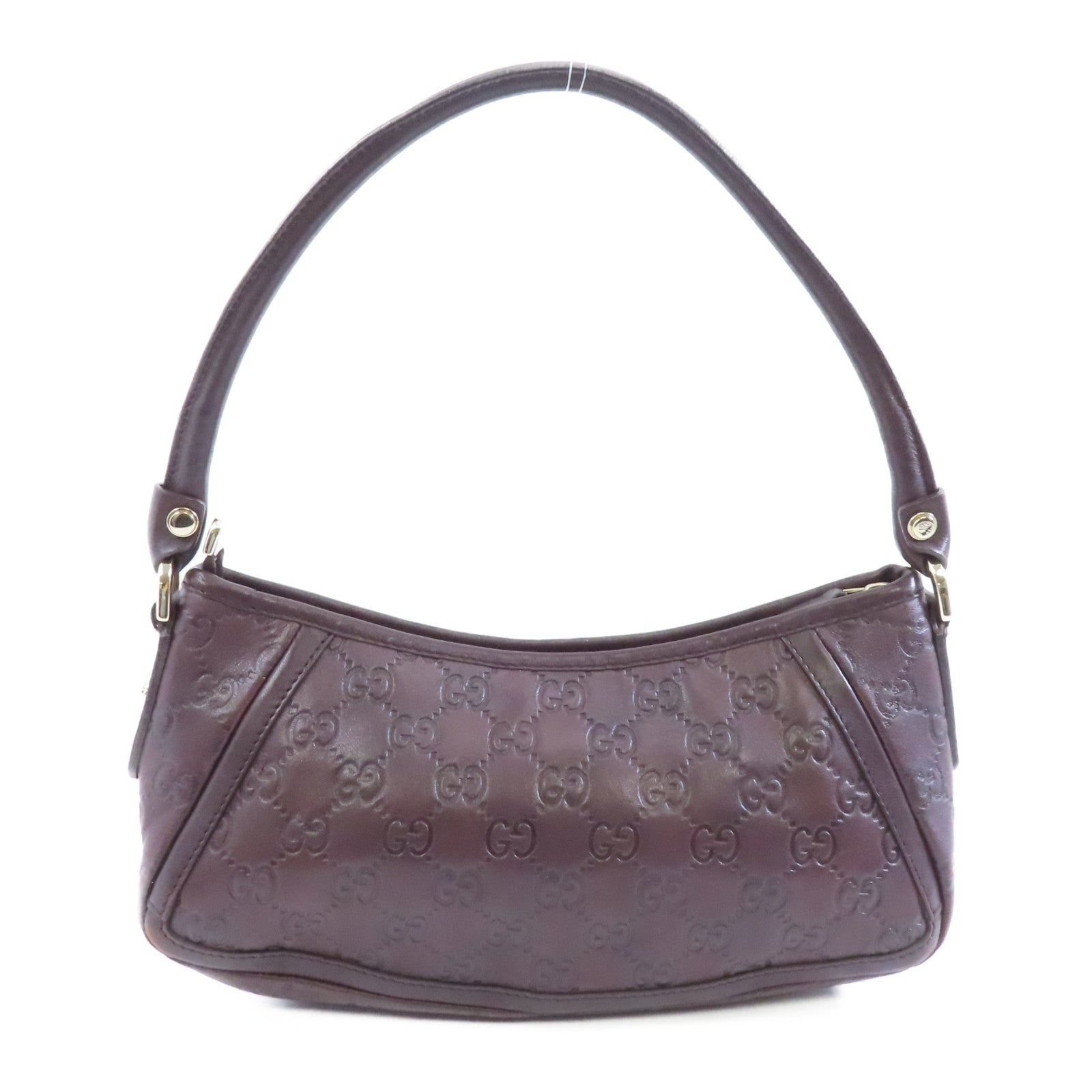 GUCCI 牛皮皮革Handbag金扣手挽袋啡色