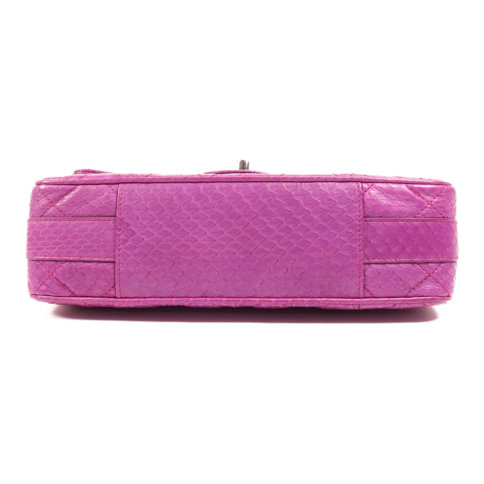 CHANEL 蛇皮皮革Shoulder Bag銀扣手挽肩背兩用袋