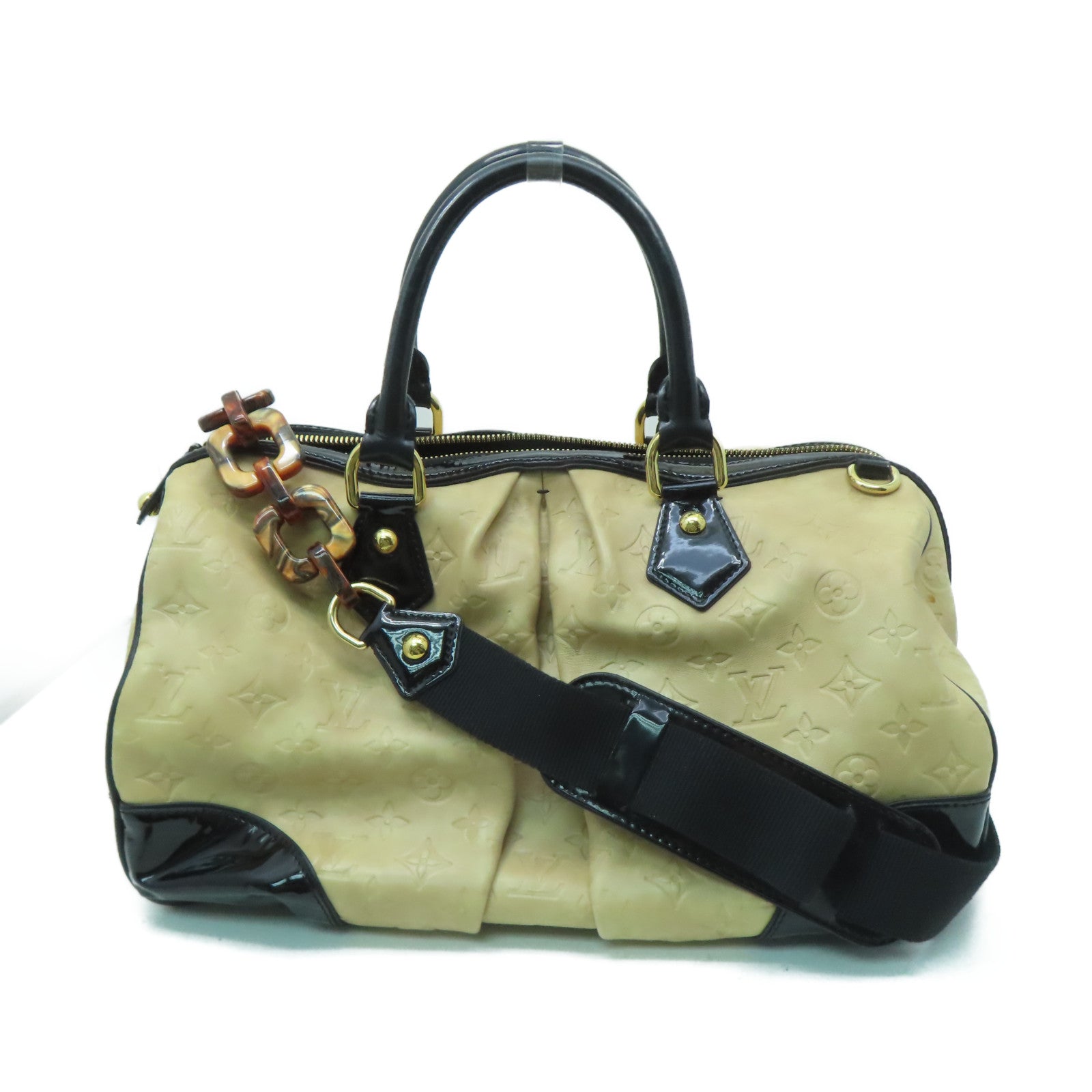 LOUIS VUITTON 【激減優惠】Monogram Stephen金扣手挽肩背兩用袋奶油米白色/黑色