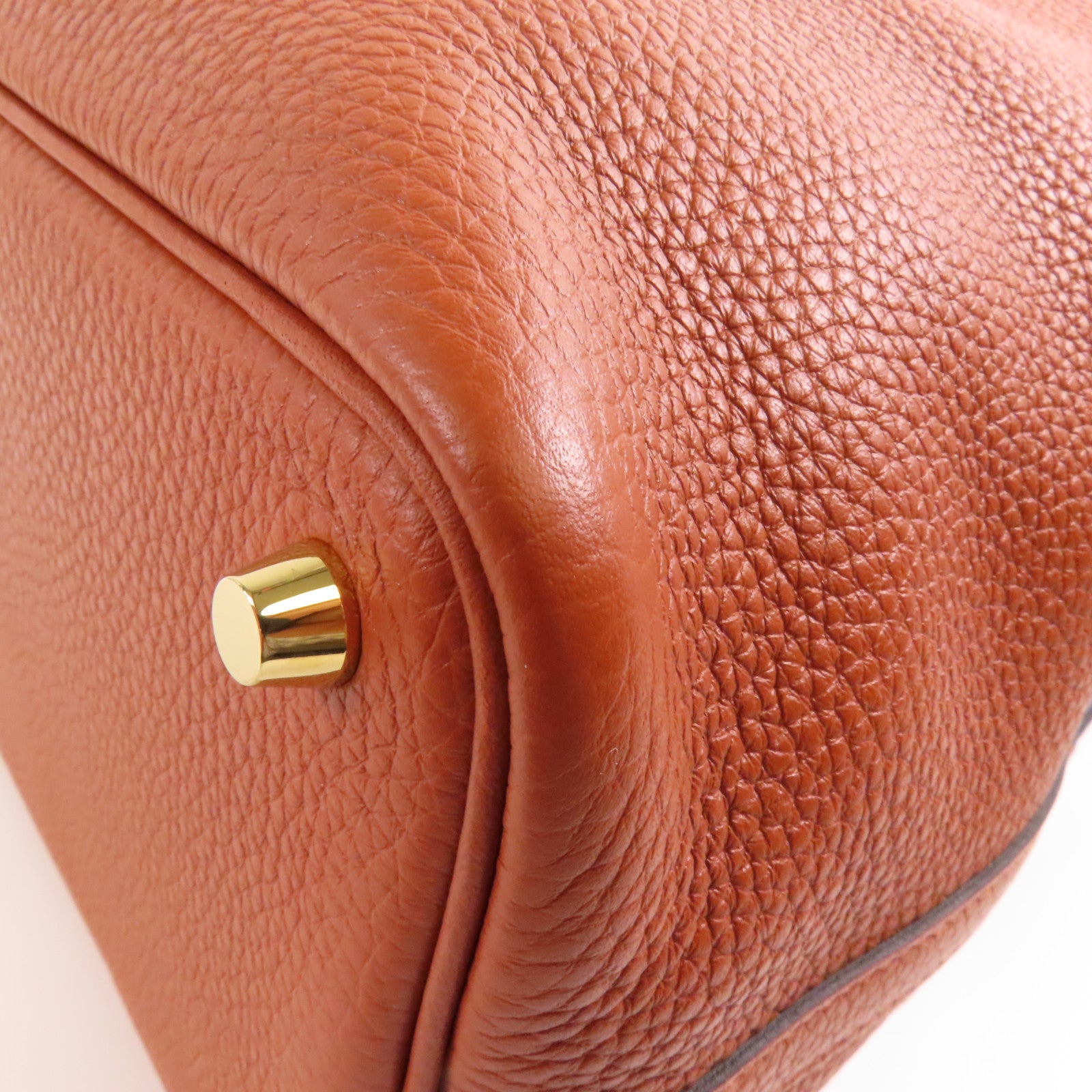 HERMES Clemence皮革Picotin PM金扣手挽袋Cuivre