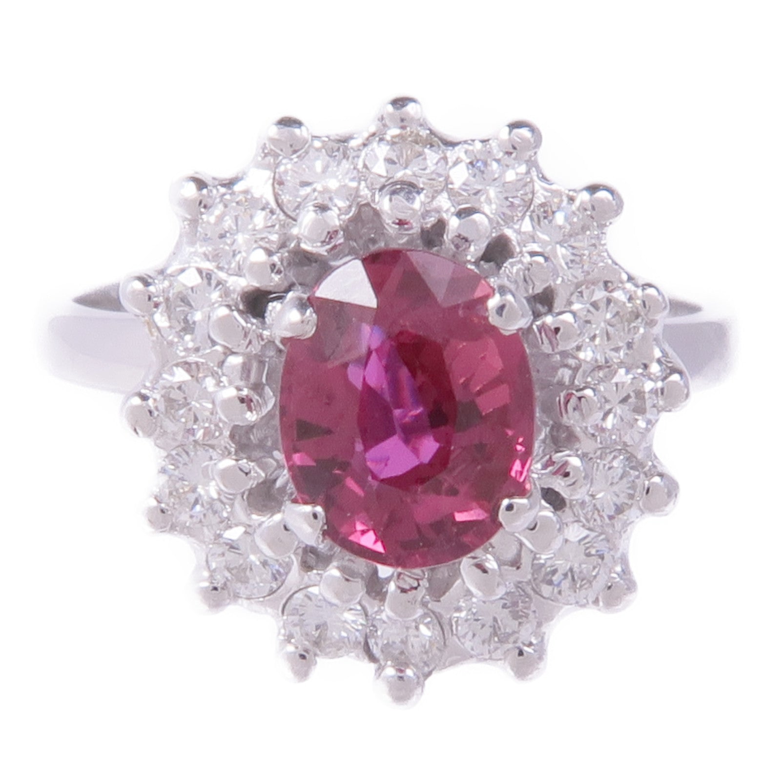 JEWELRY 18K白金Ruby Diamond Ring紅寶石/鑽石戒指US#6