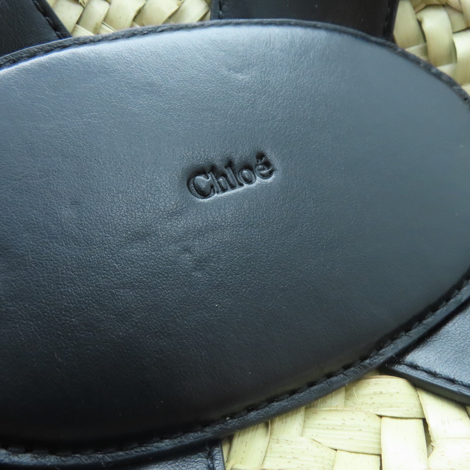 Chloe 牛皮皮革/酒椰Sense Small Basket銀扣手挽肩背兩用袋米色/黑色