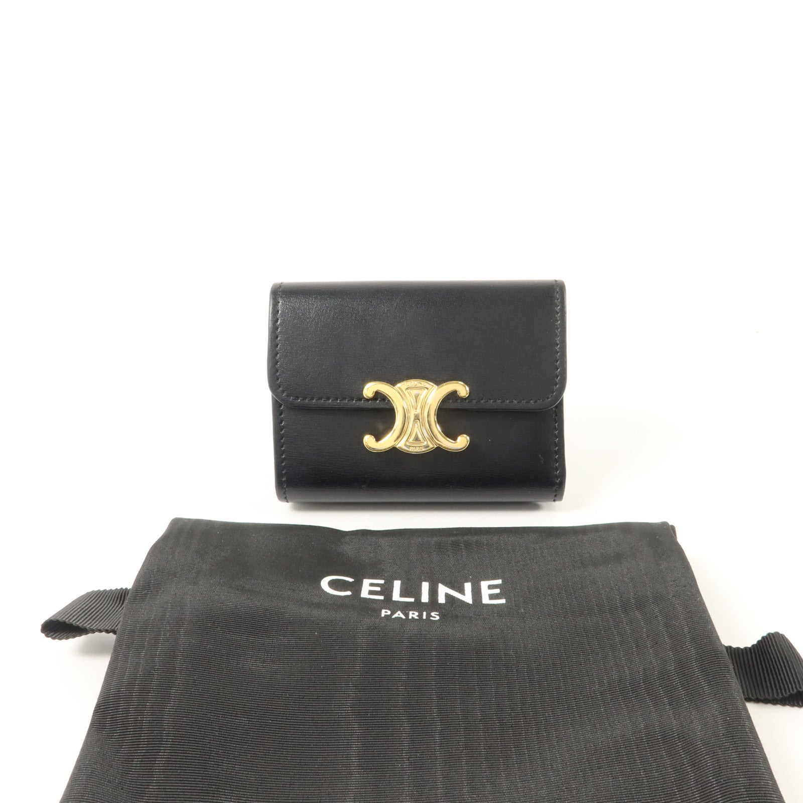 CELINE 牛皮皮革Triomphe Compact Wallet錢包