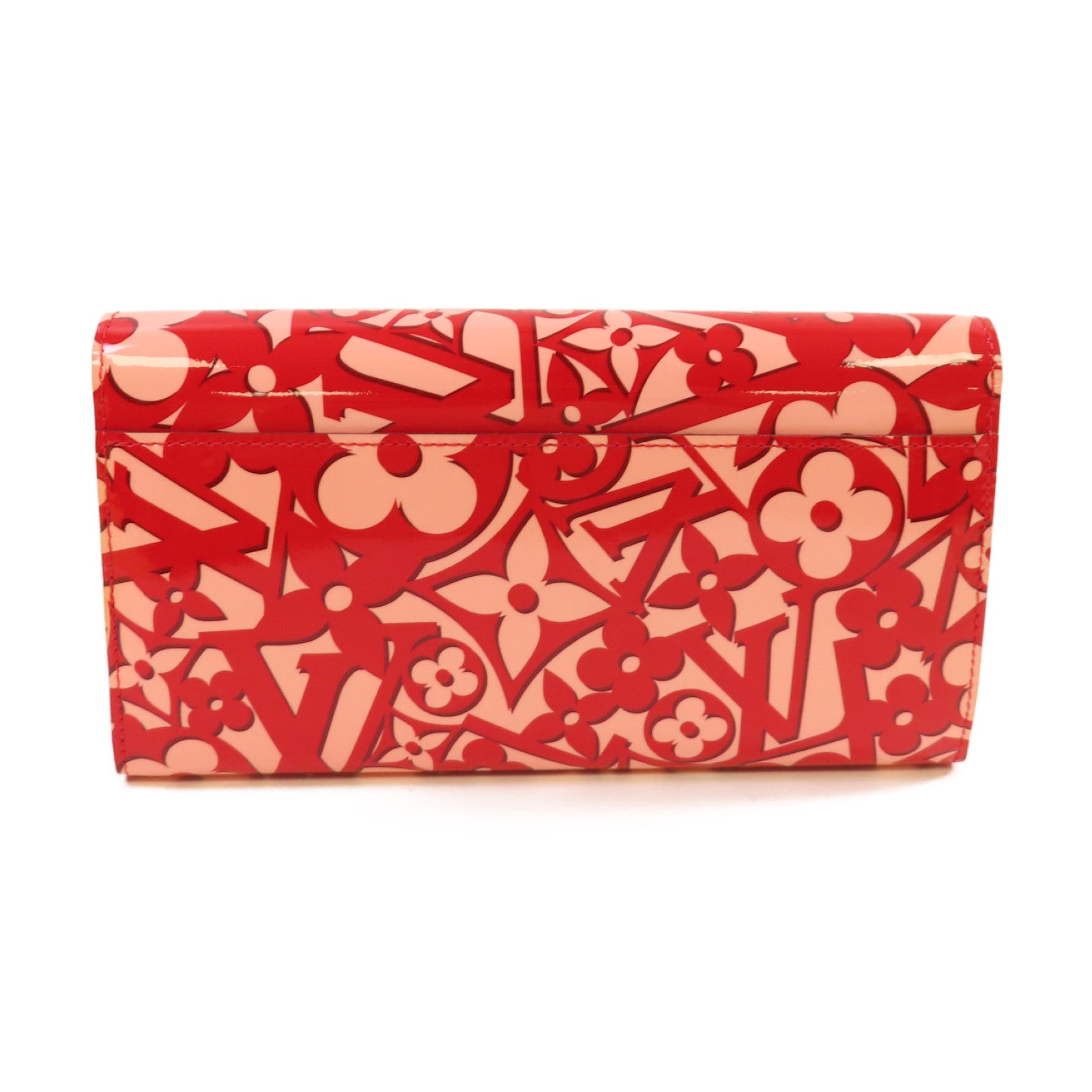 LOUIS VUITTON Vernis Sweet Monogram Portefeuille Sarah金扣長錢包紅色/粉紅色