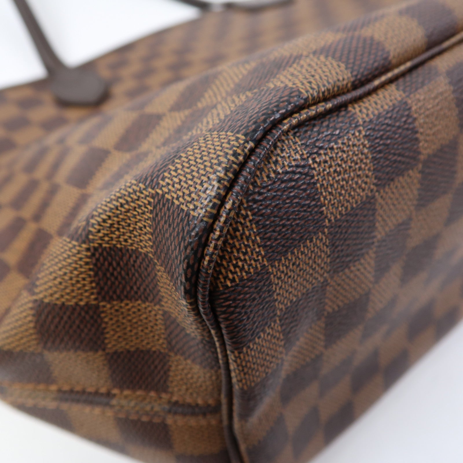 LOUIS VUITTON Damier Ebene Neverfull MM金扣肩背袋啡色