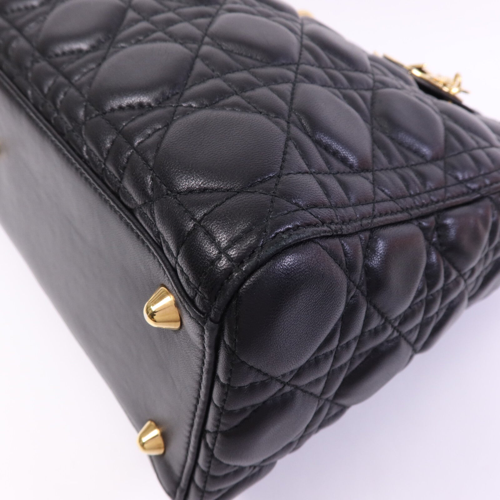 Dior 羊皮皮革Lady Dior GM金扣手挽肩背兩用袋
