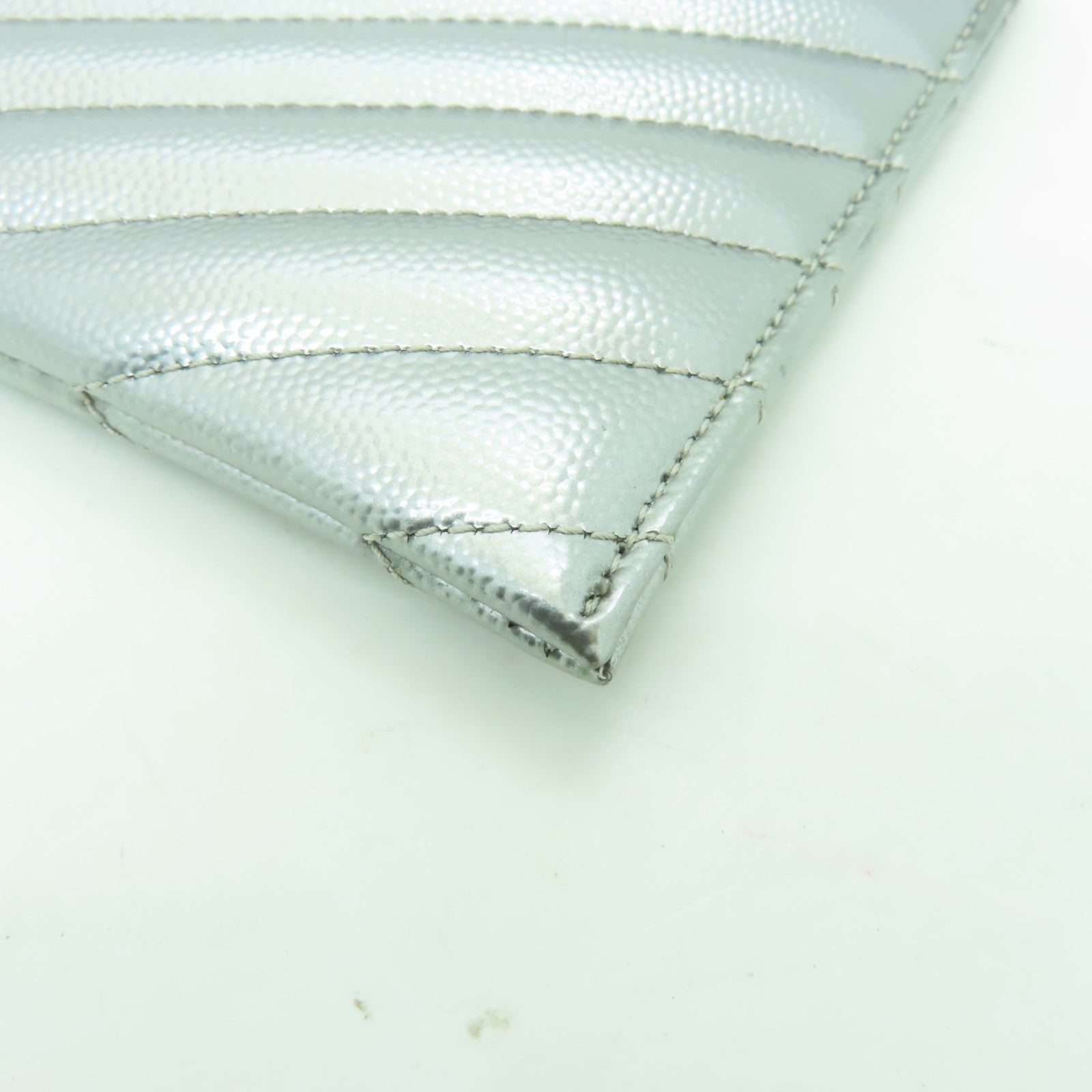 SAINT LAURENT 【激減優惠】牛皮皮革Clutch Bag銀扣錢包銀色