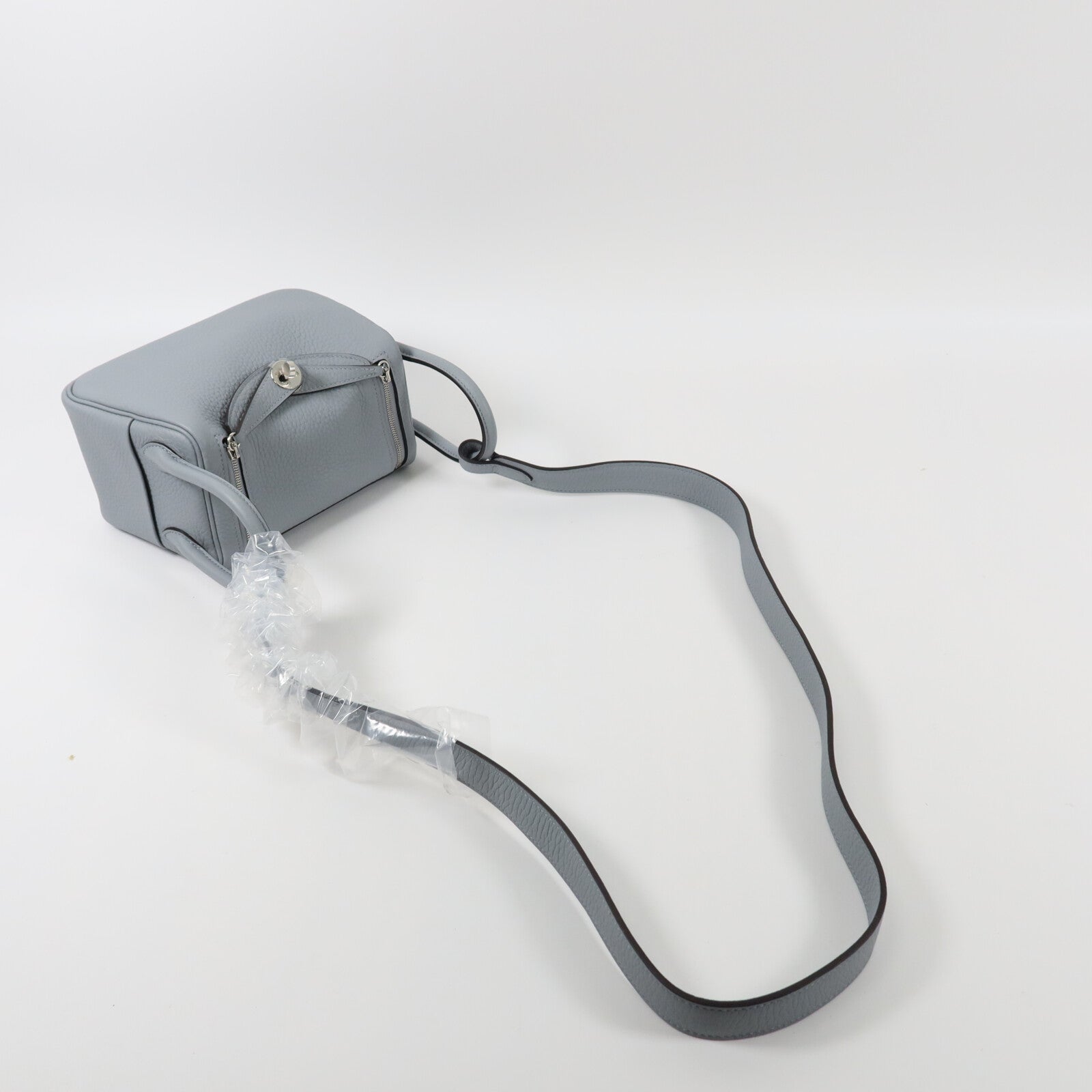 HERMES Clemence皮革Mini Lindy手挽肩背兩用袋Grey