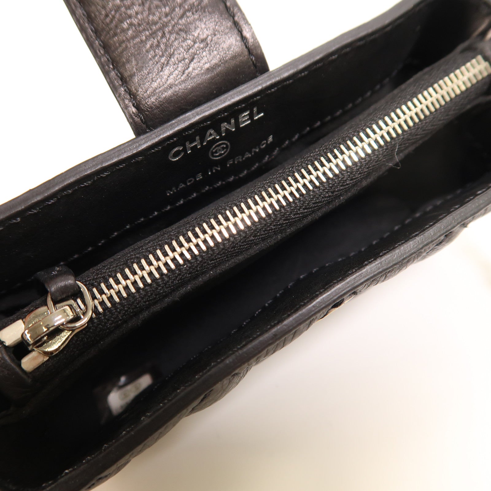 CHANEL 牛皮皮革Chain Shoulder銀扣鏈帶肩背袋