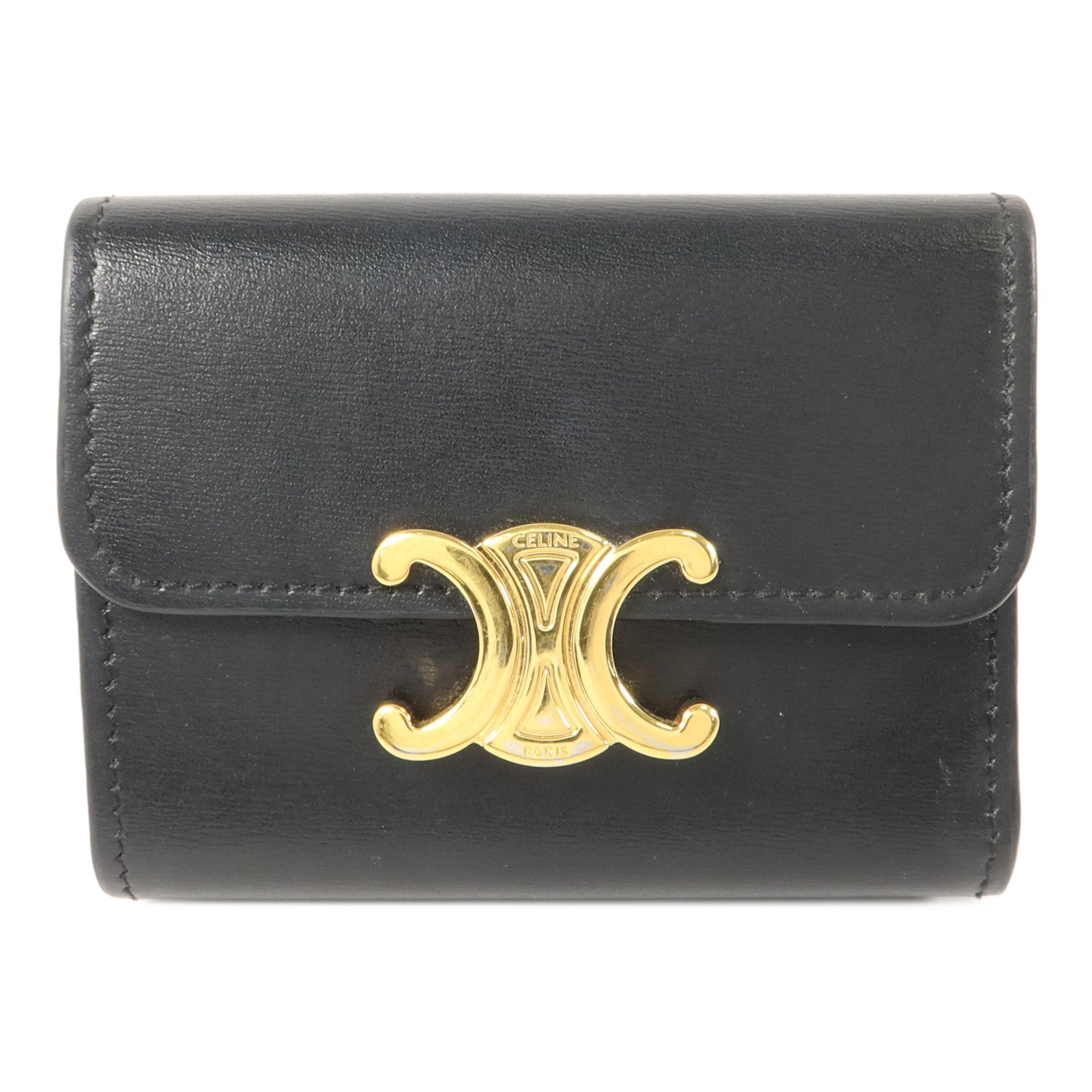 CELINE 牛皮皮革Triomphe Compact Wallet錢包
