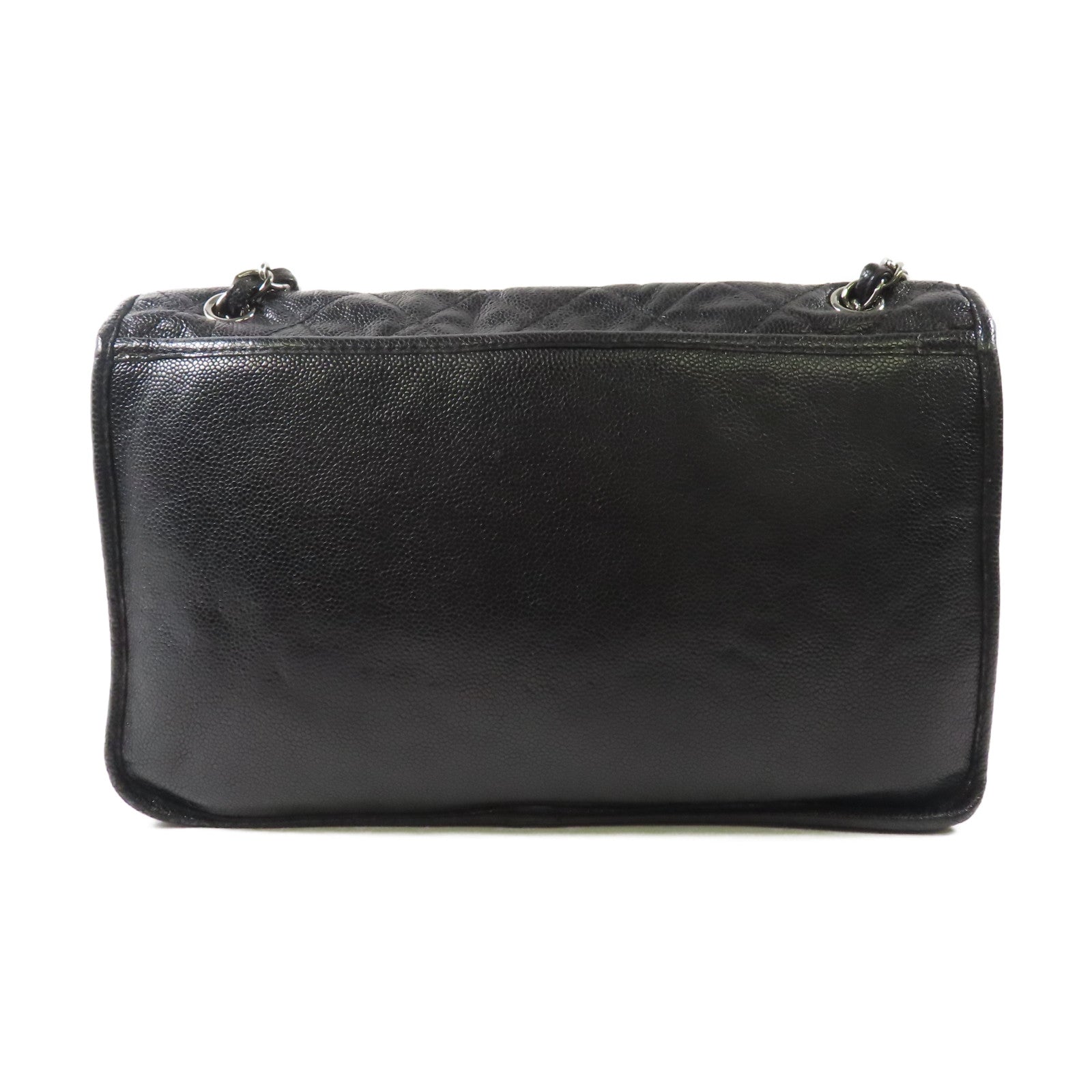 CHANEL 牛皮皮革Split Pocket Flap銀扣肩背袋