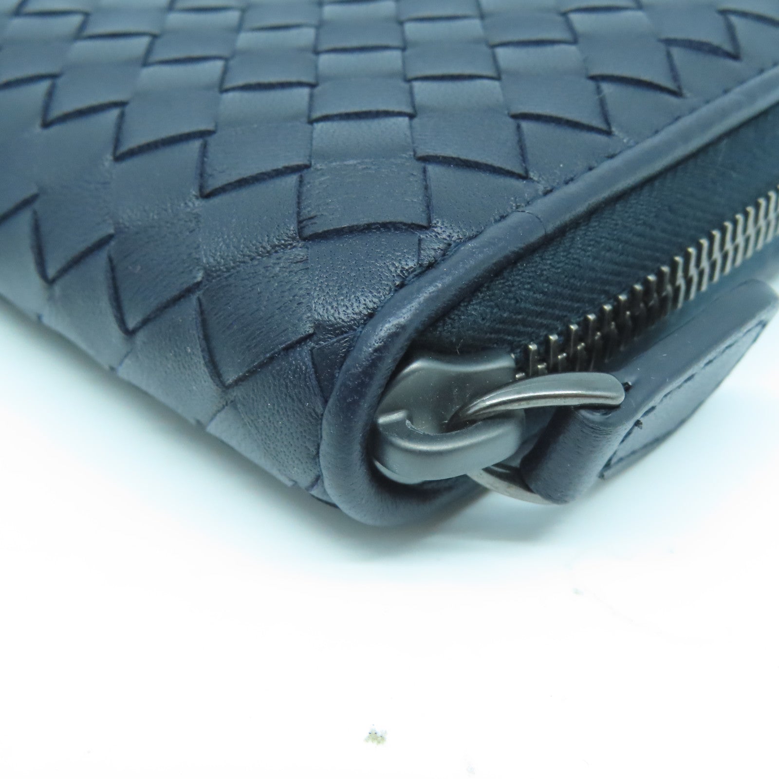 BOTTEGA VENETA 【清倉大減價】羊皮皮革Long wallet黑扣長錢包深藍色
