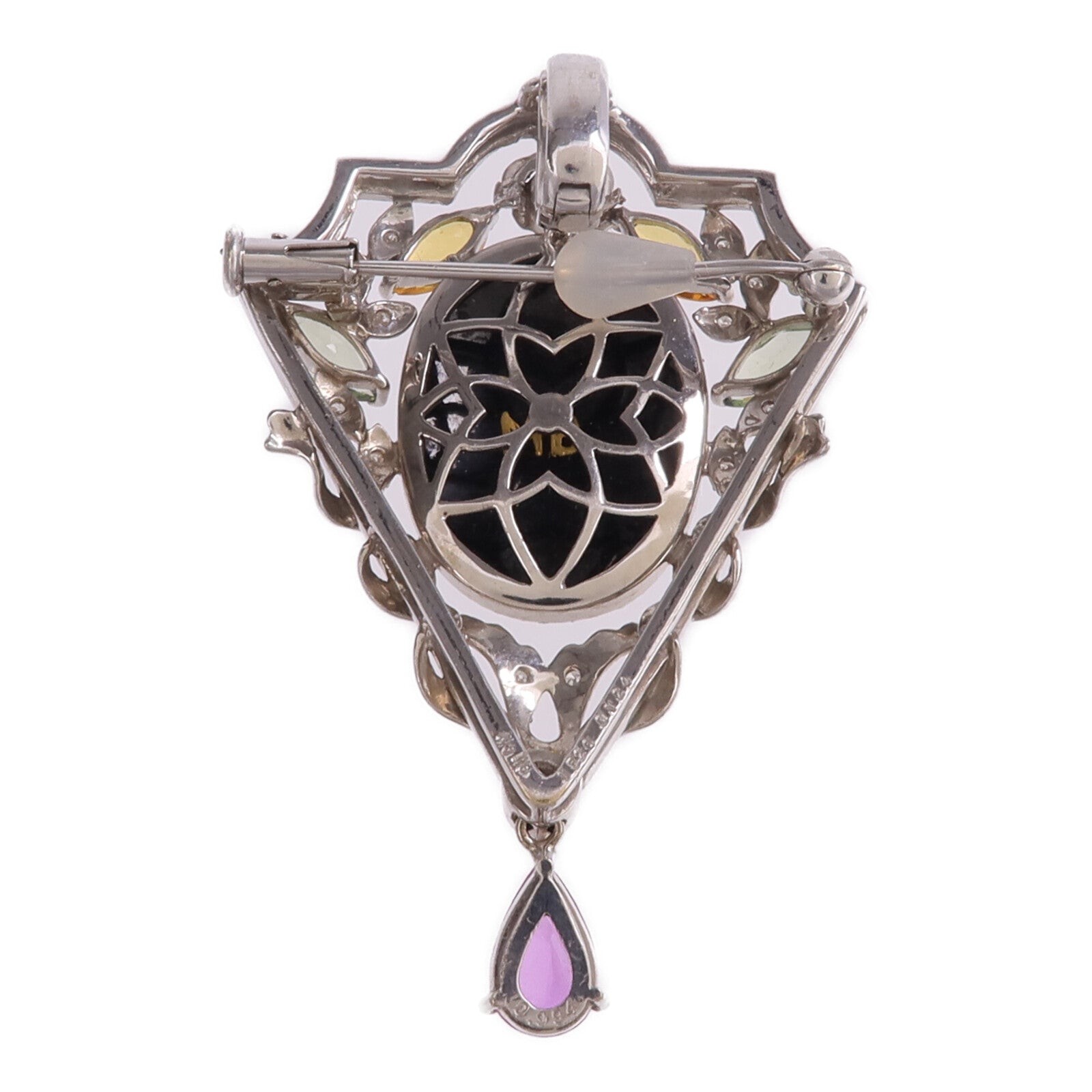 JEWELRY 18K白金Sapphire Diamond Pendant Top吊墜