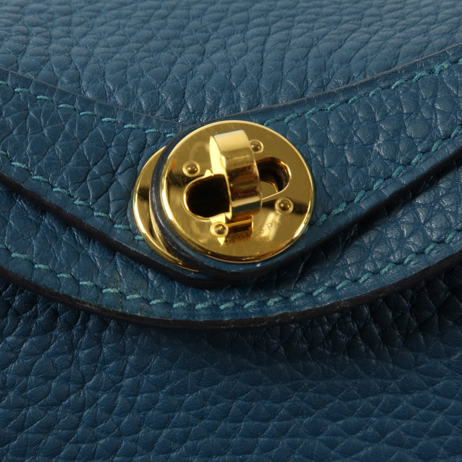 HERMES Clemence皮革Mini Lindy手挽肩背兩用袋Vert Bosphore