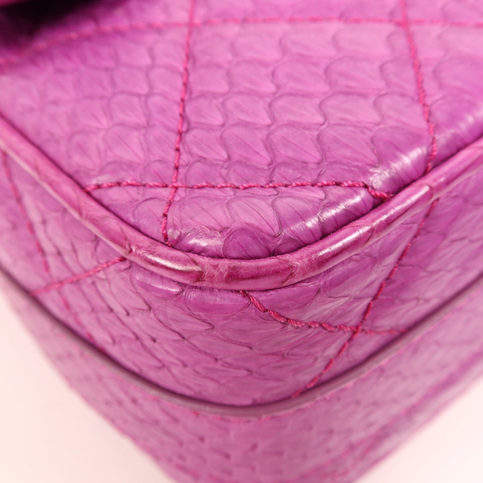 CHANEL 蛇皮皮革Shoulder Bag銀扣手挽肩背兩用袋